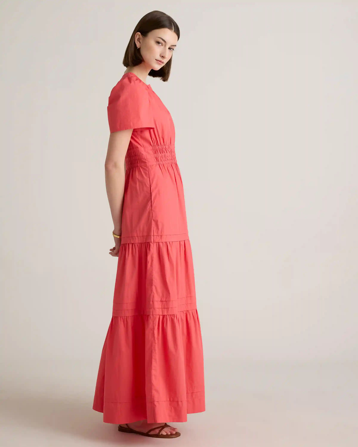 100% Organic Cotton Poplin Tiered Maxi Dress