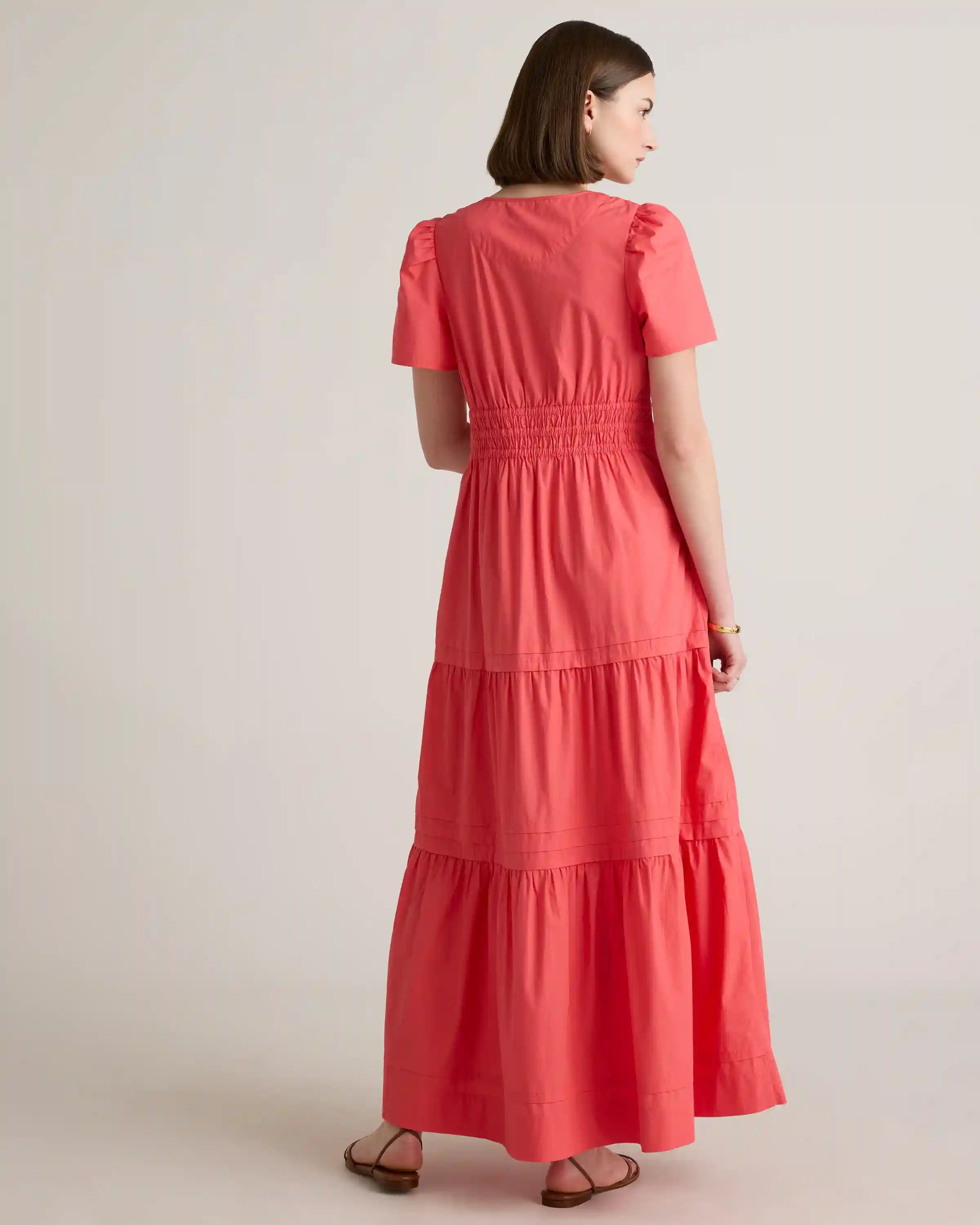 100% Organic Cotton Poplin Tiered Maxi Dress