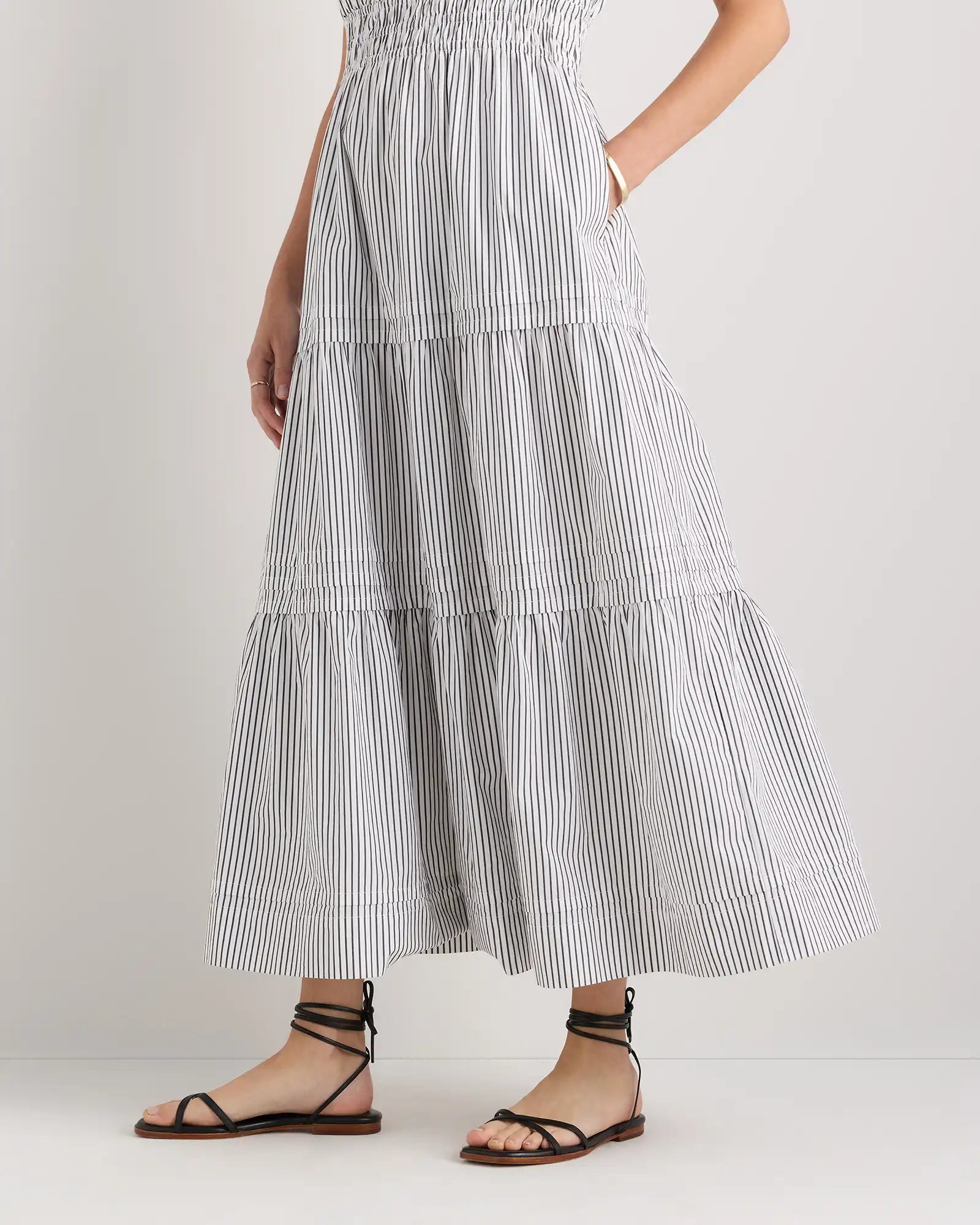 100% Organic Cotton Poplin Tiered Maxi Dress