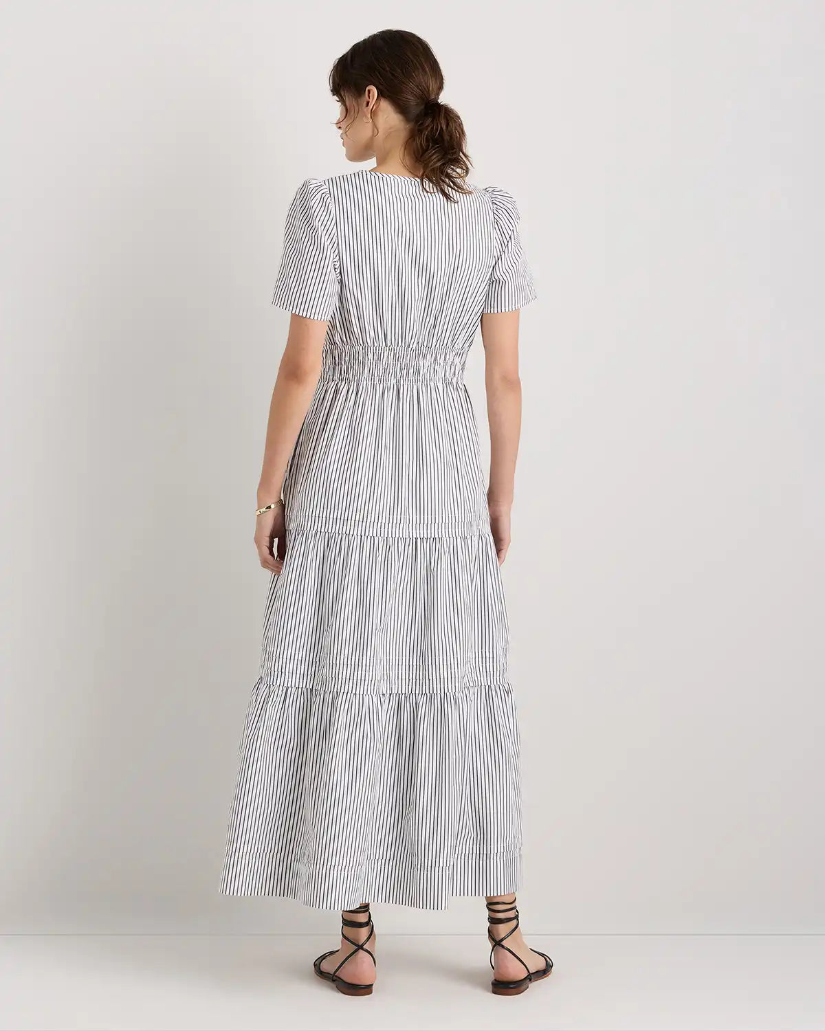 100% Organic Cotton Poplin Tiered Maxi Dress