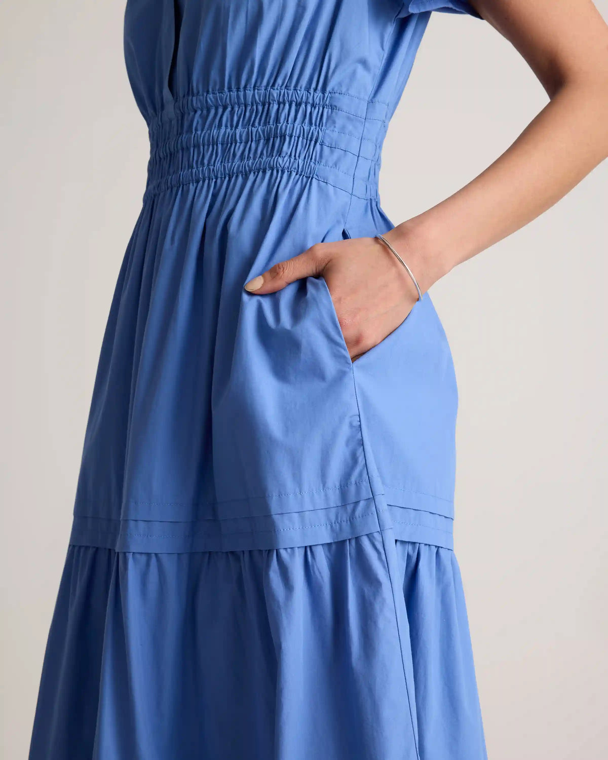 100% Organic Cotton Poplin Tiered Maxi Dress