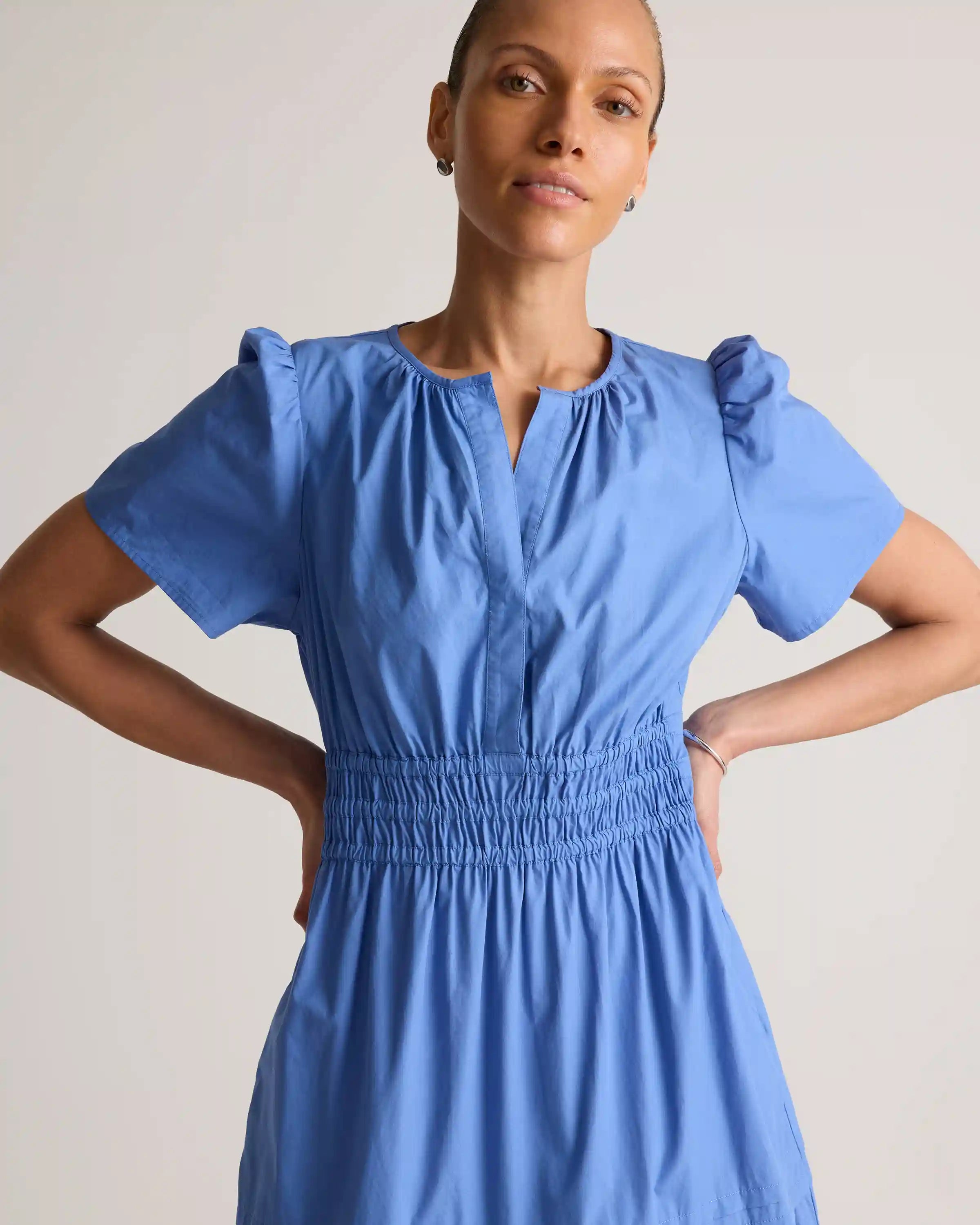 100% Organic Cotton Poplin Tiered Maxi Dress