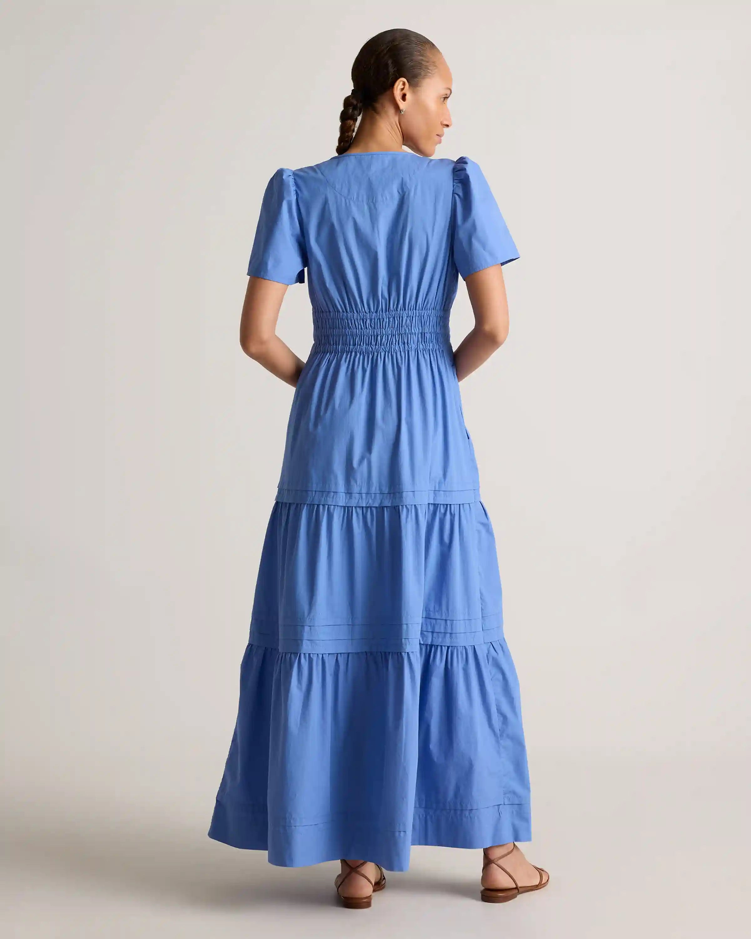 100% Organic Cotton Poplin Tiered Maxi Dress