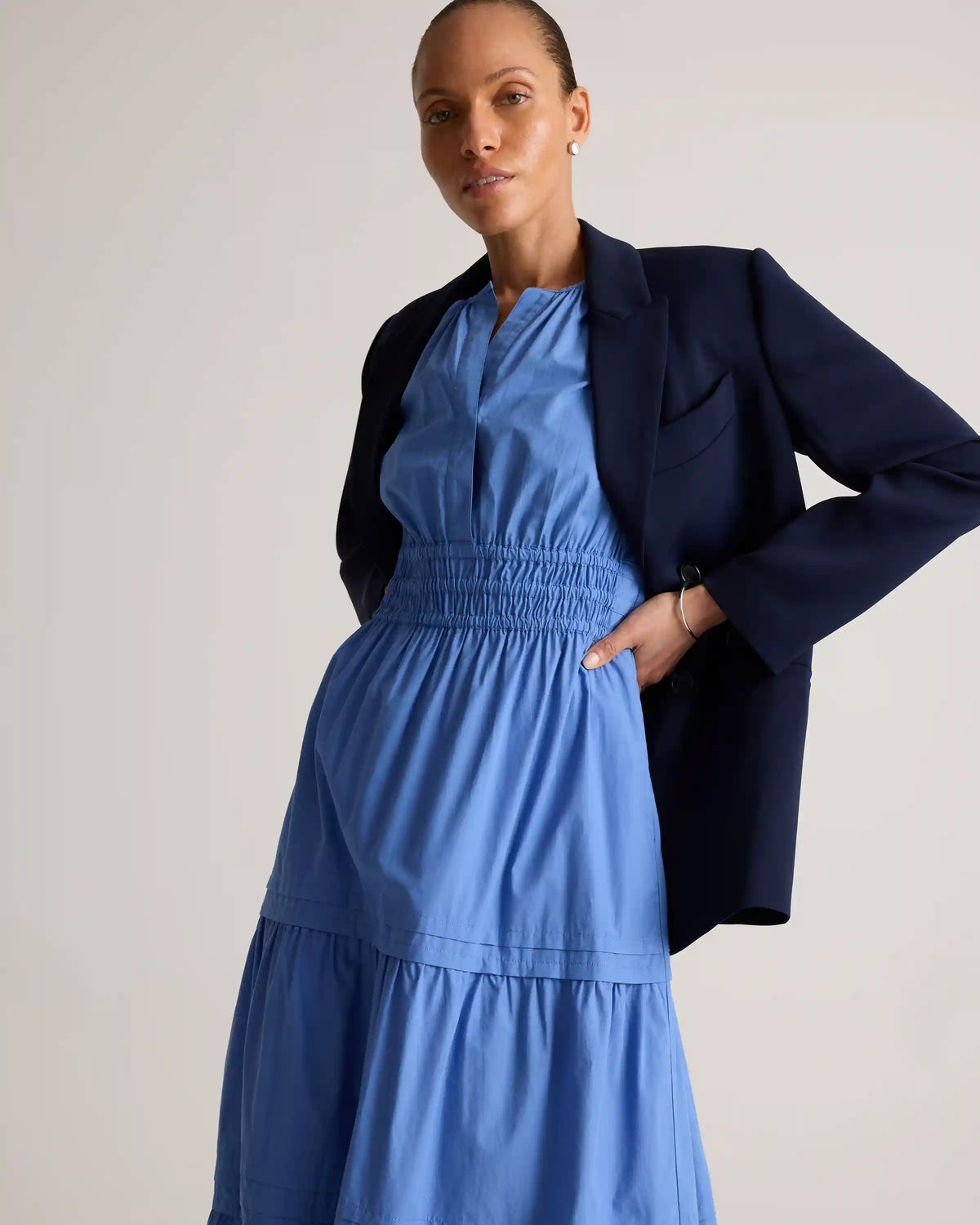 100% Organic Cotton Poplin Tiered Maxi Dress