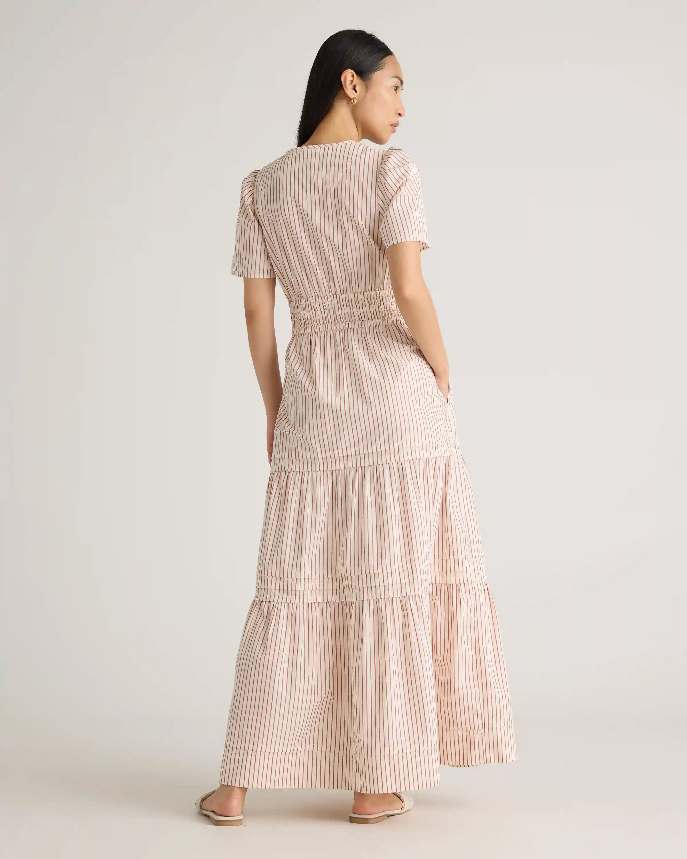 100% Organic Cotton Poplin Tiered Maxi Dress