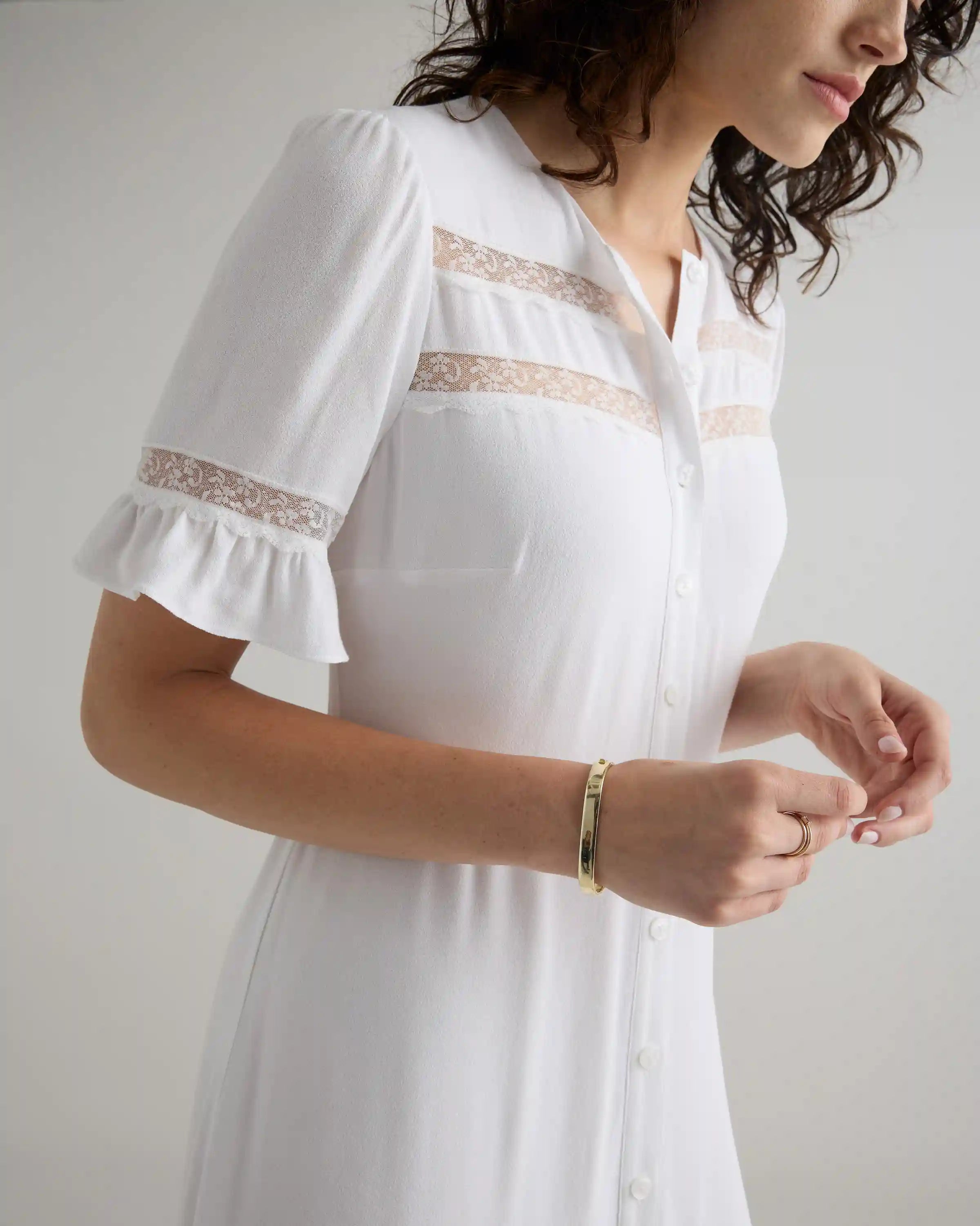 Lightweight Crepe Lace Inset Midi Dress