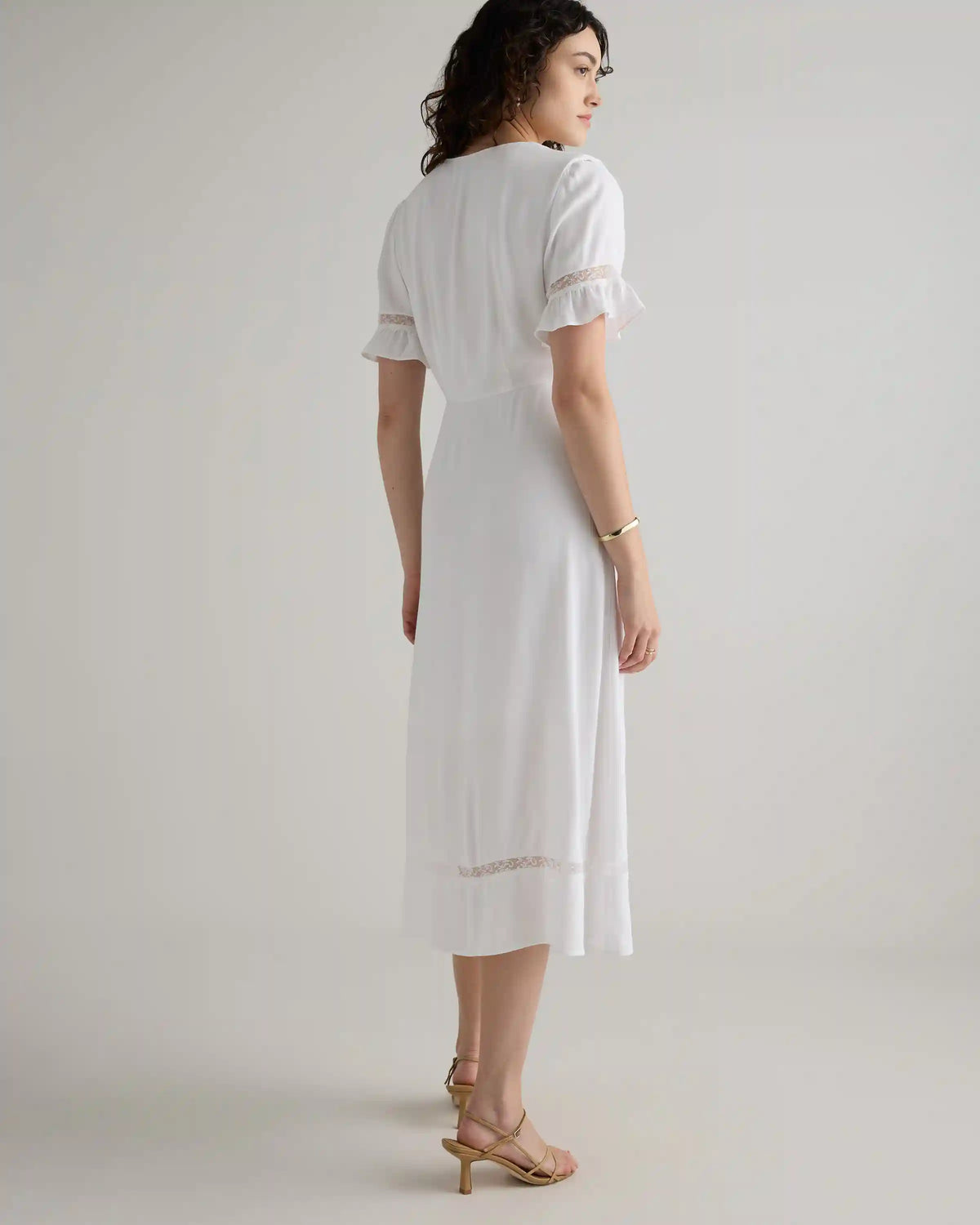 Lightweight Crepe Lace Inset Midi Dress