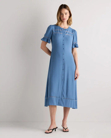 Lightweight Crepe Lace Inset Midi Dress