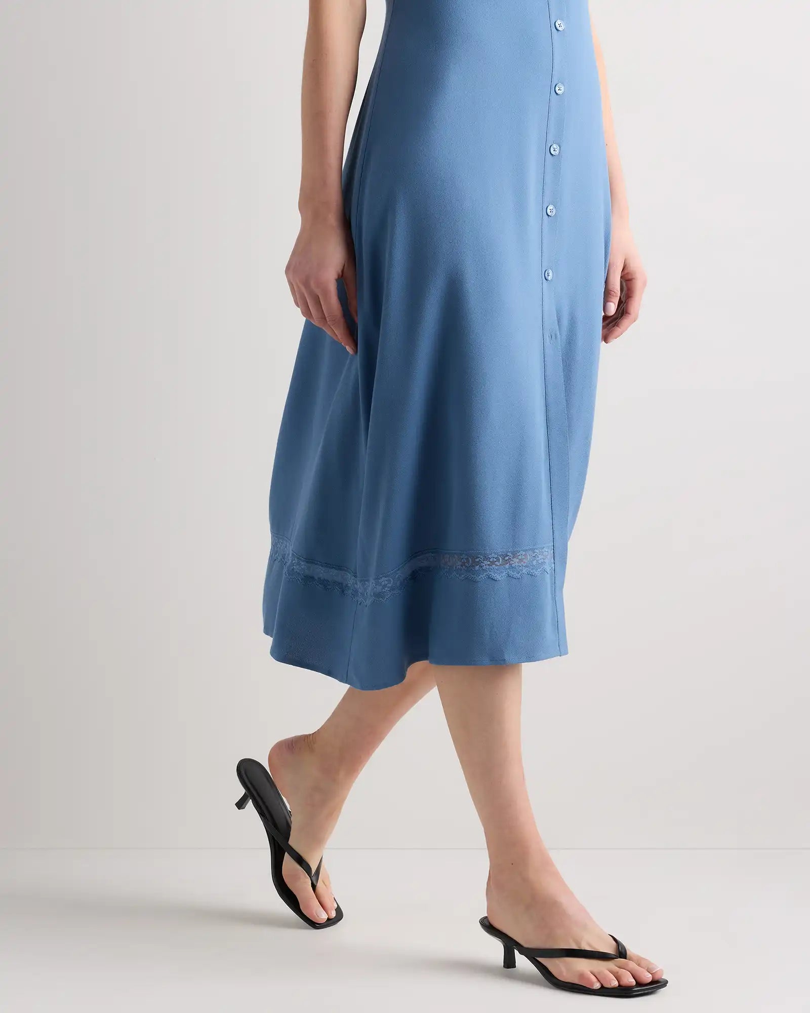 Lightweight Crepe Lace Inset Midi Dress