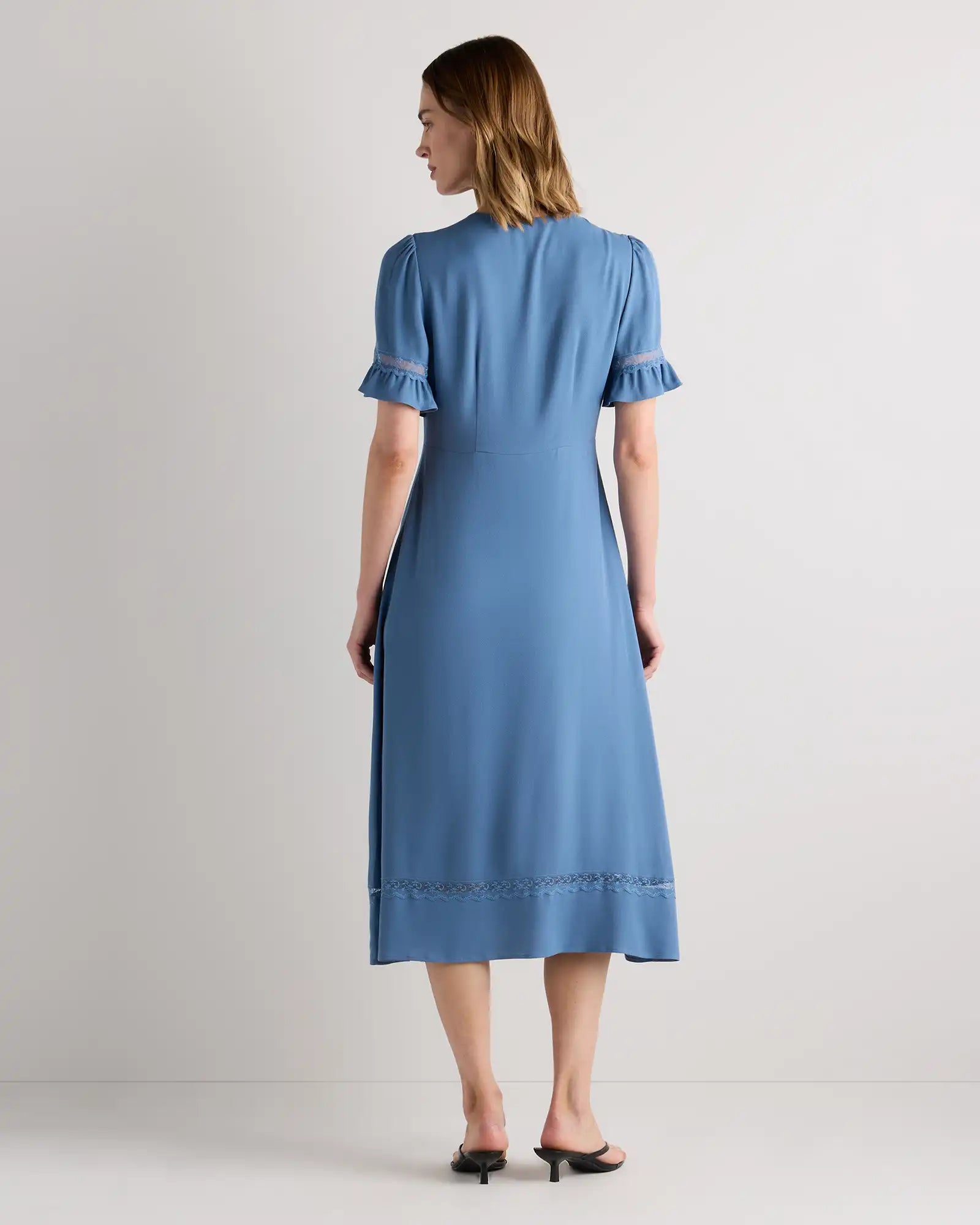 Lightweight Crepe Lace Inset Midi Dress