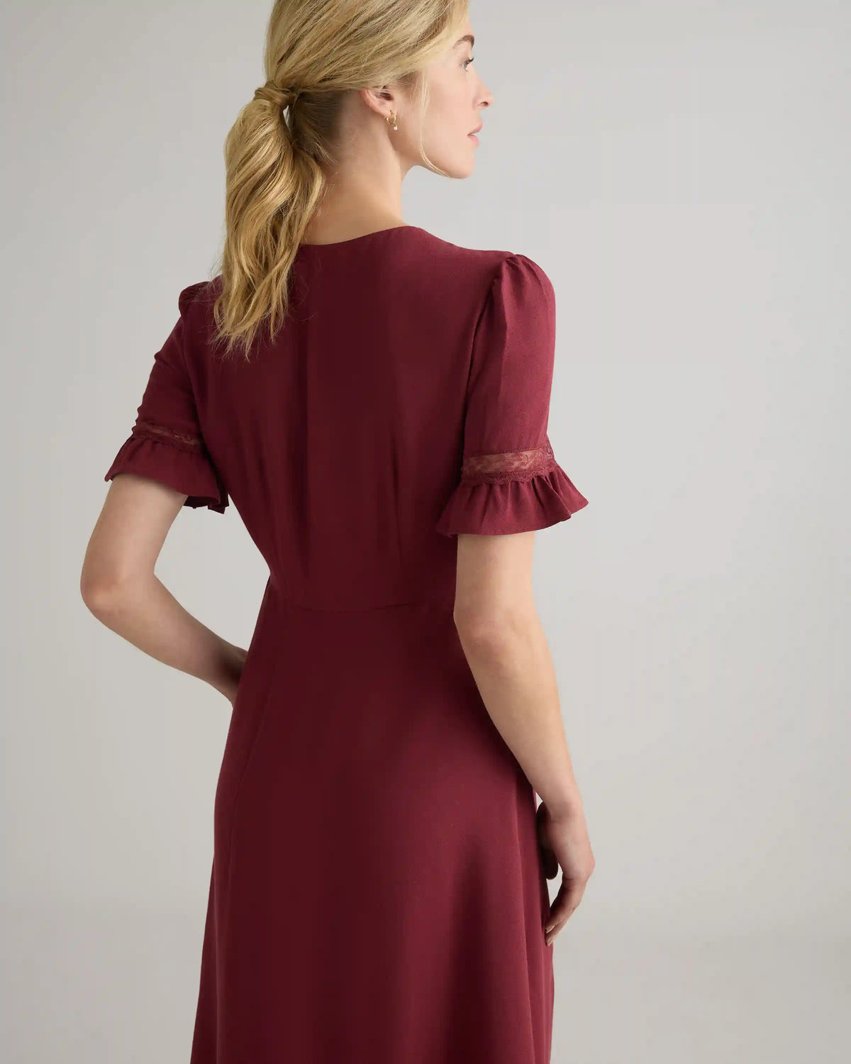 Lightweight Crepe Lace Inset Midi Dress
