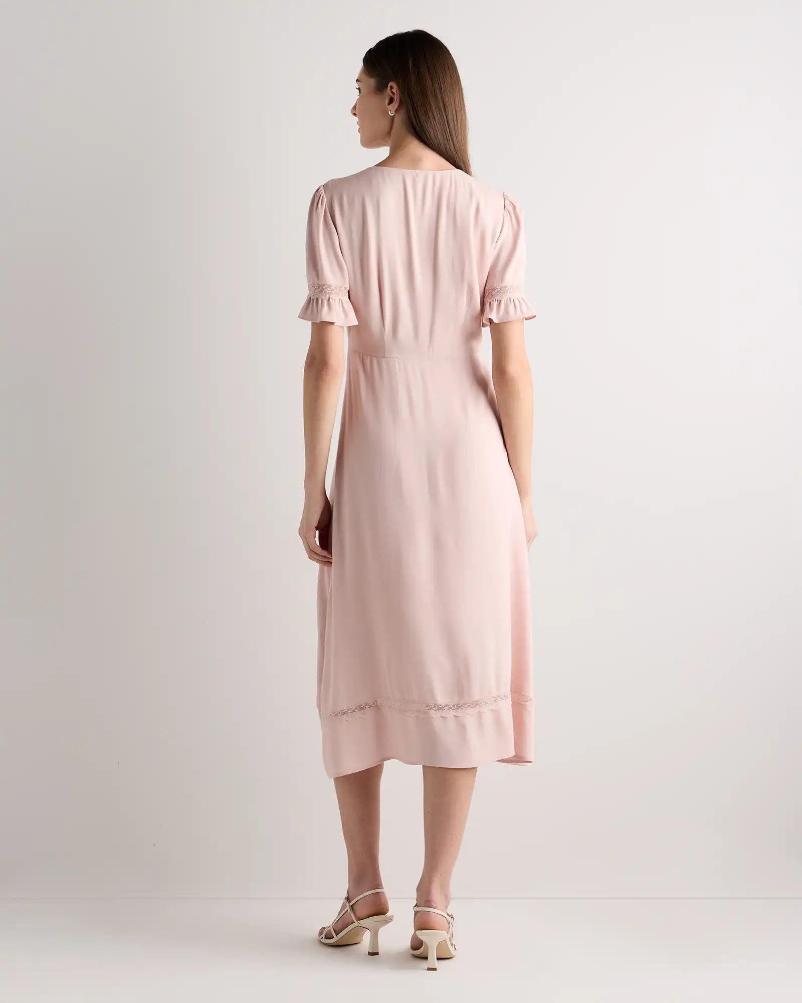 Lightweight Crepe Lace Inset Midi Dress
