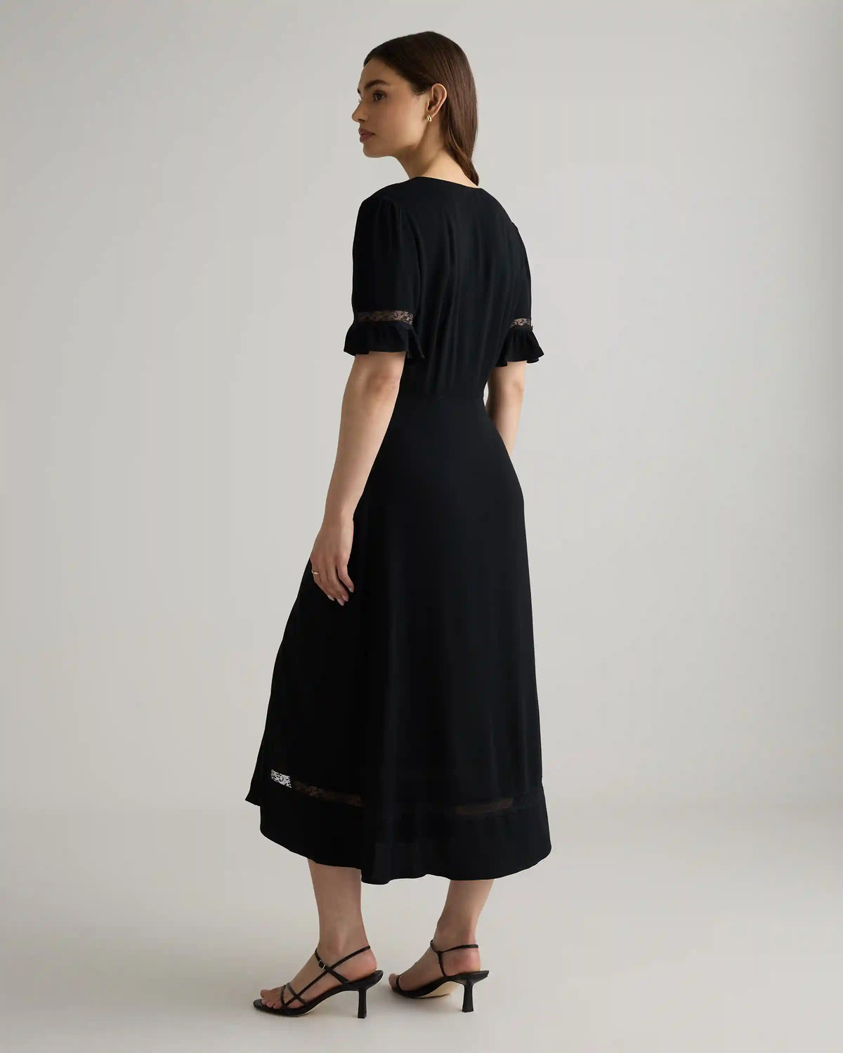Lightweight Crepe Lace Inset Midi Dress
