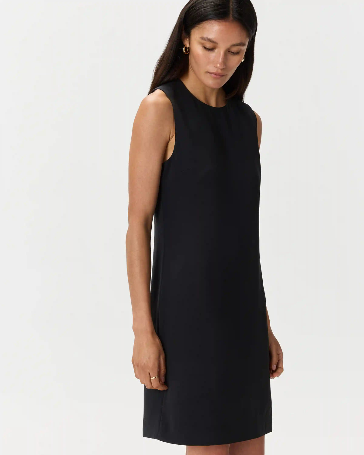 Fluid Crepe Sleeveless Shift Dress