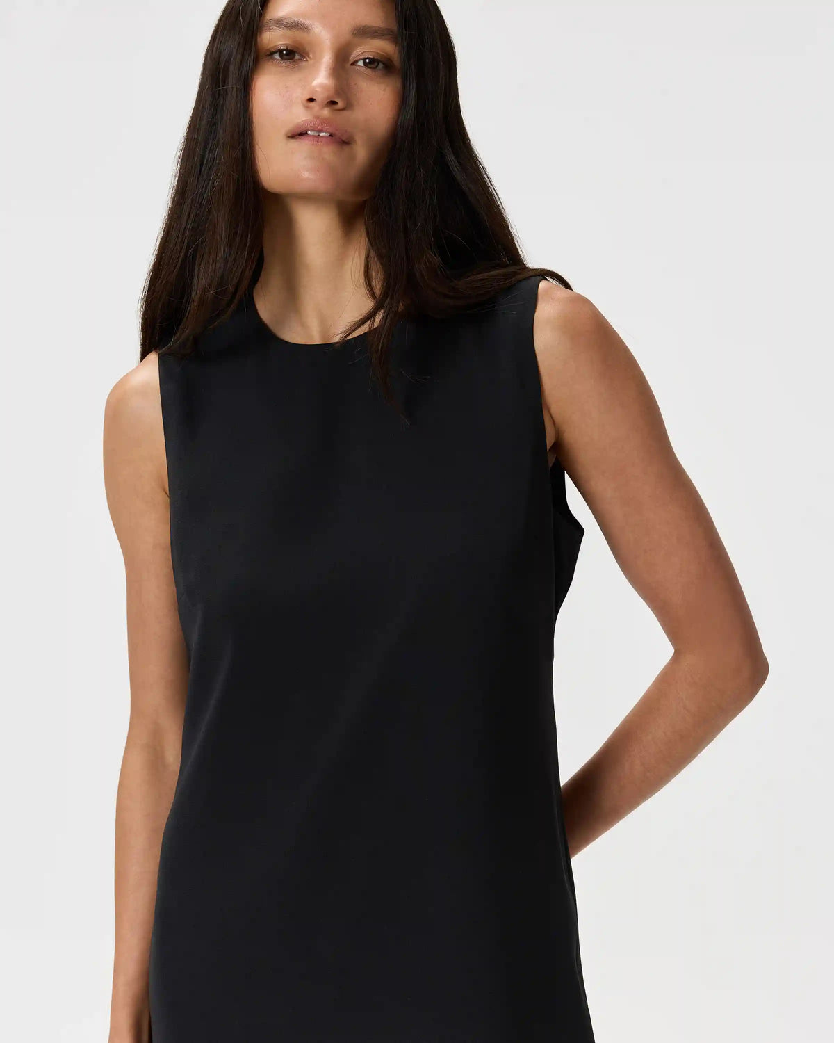 Fluid Crepe Sleeveless Shift Dress
