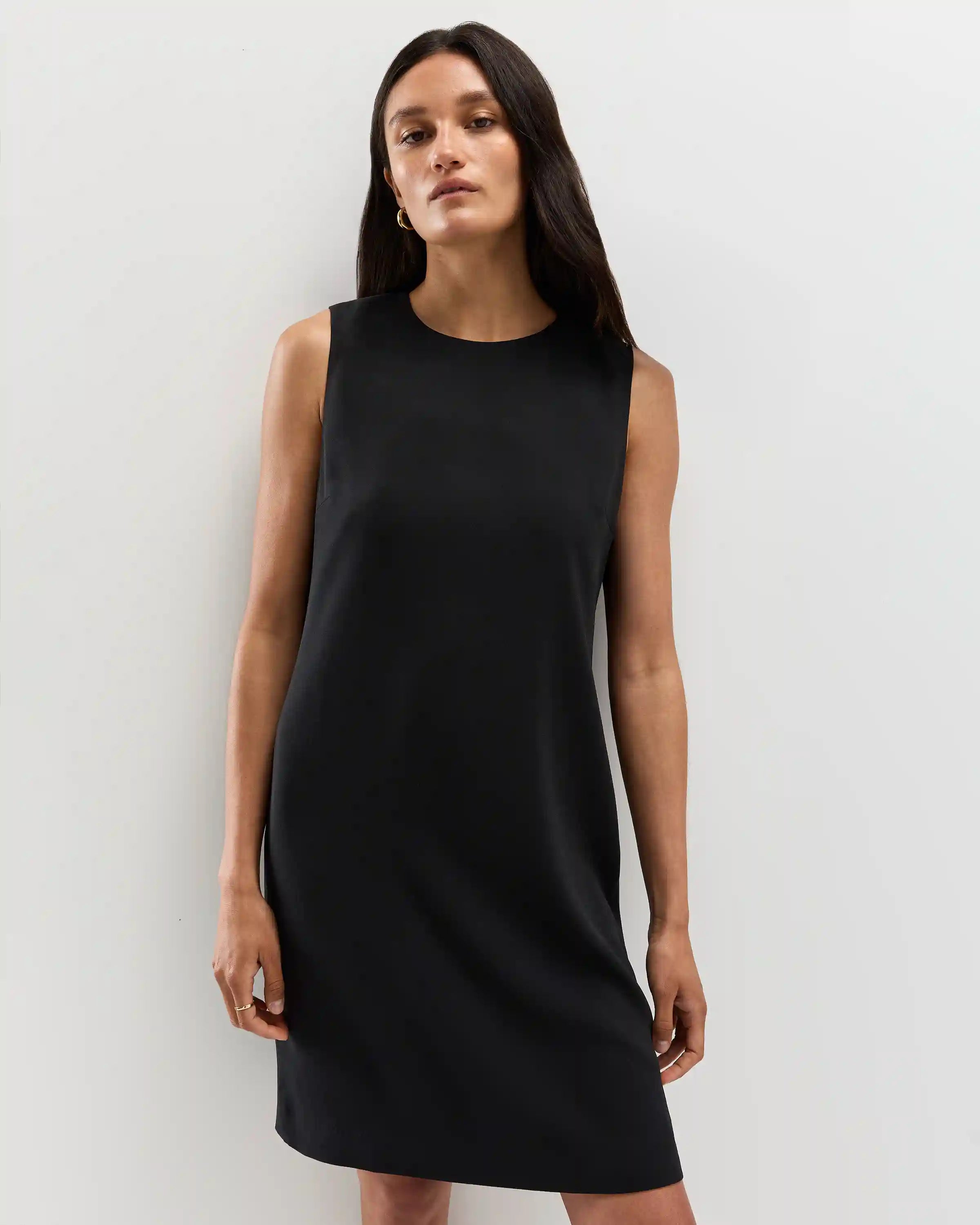 Fluid Crepe Sleeveless Shift Dress