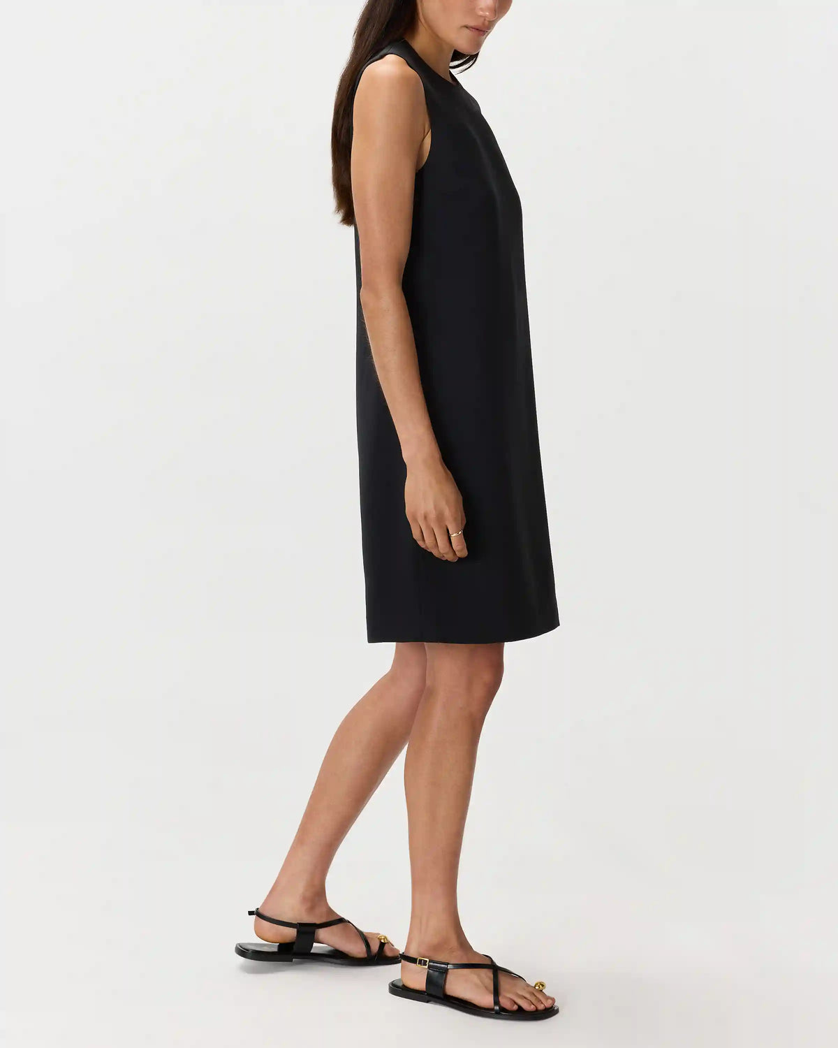 Fluid Crepe Sleeveless Shift Dress
