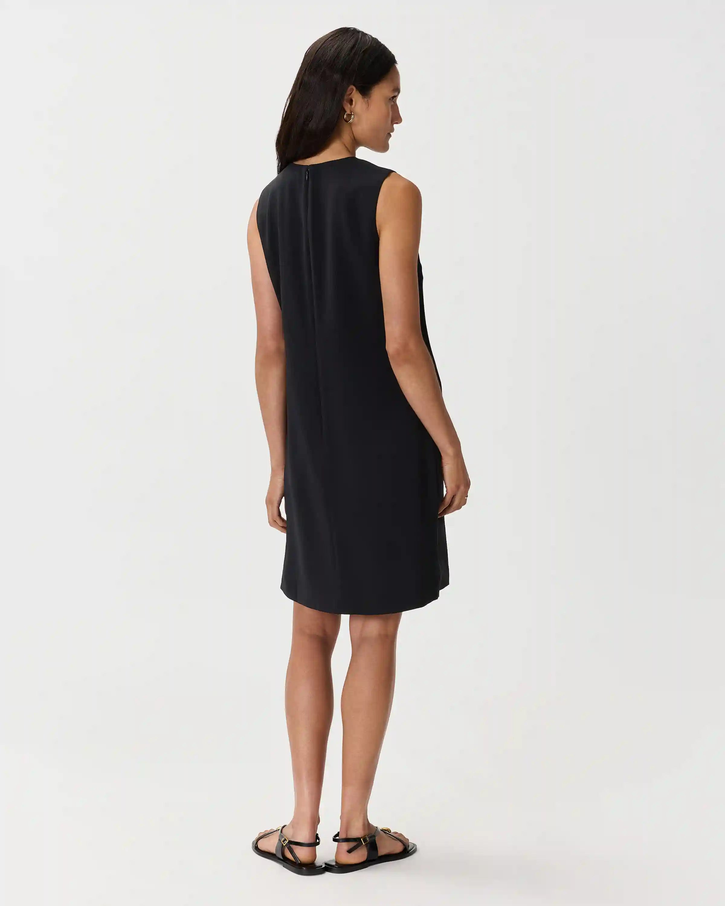 Fluid Crepe Sleeveless Shift Dress