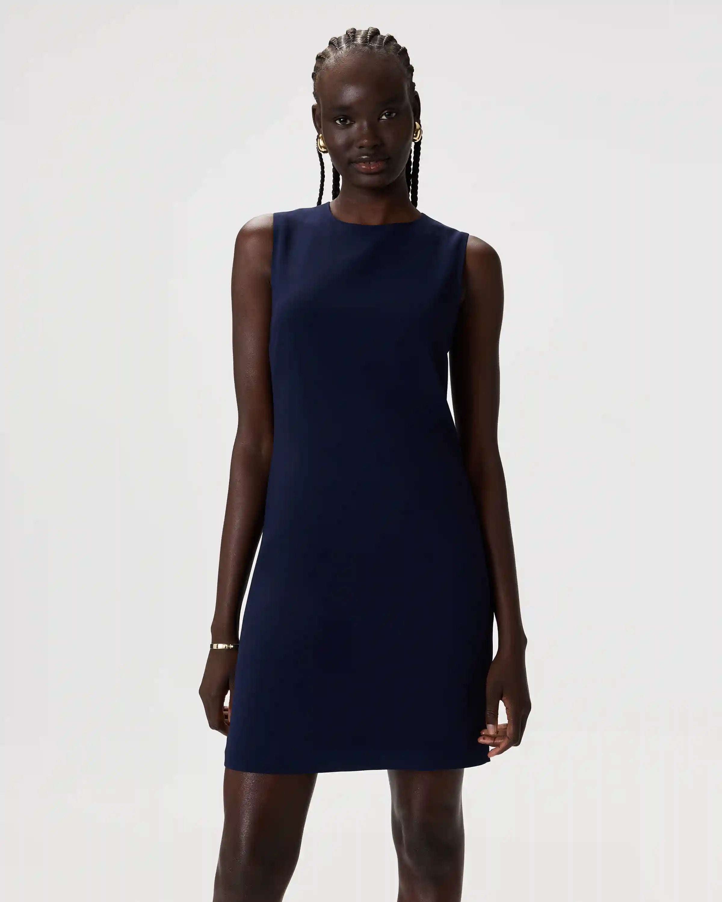 Fluid Crepe Sleeveless Shift Dress
