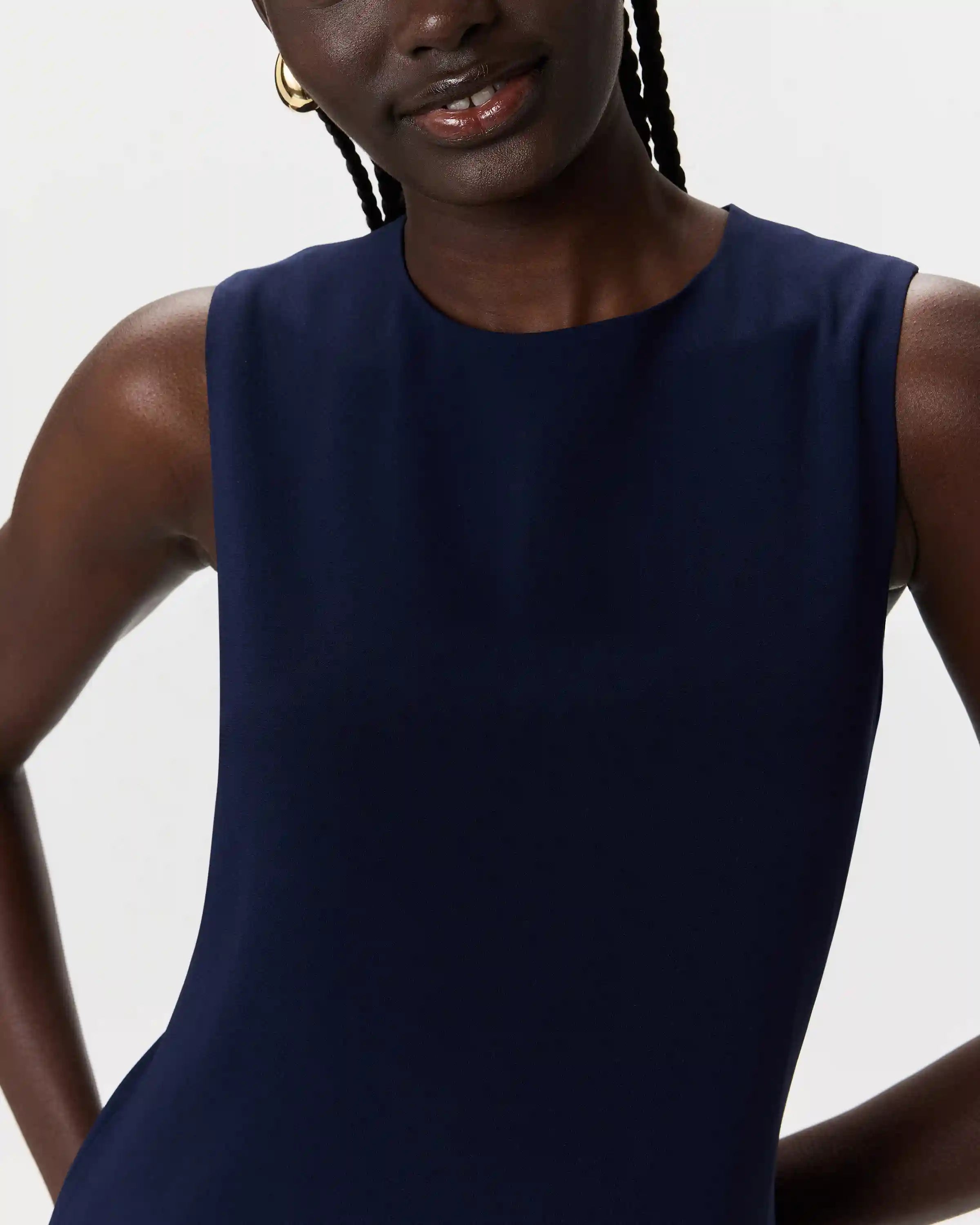 Fluid Crepe Sleeveless Shift Dress