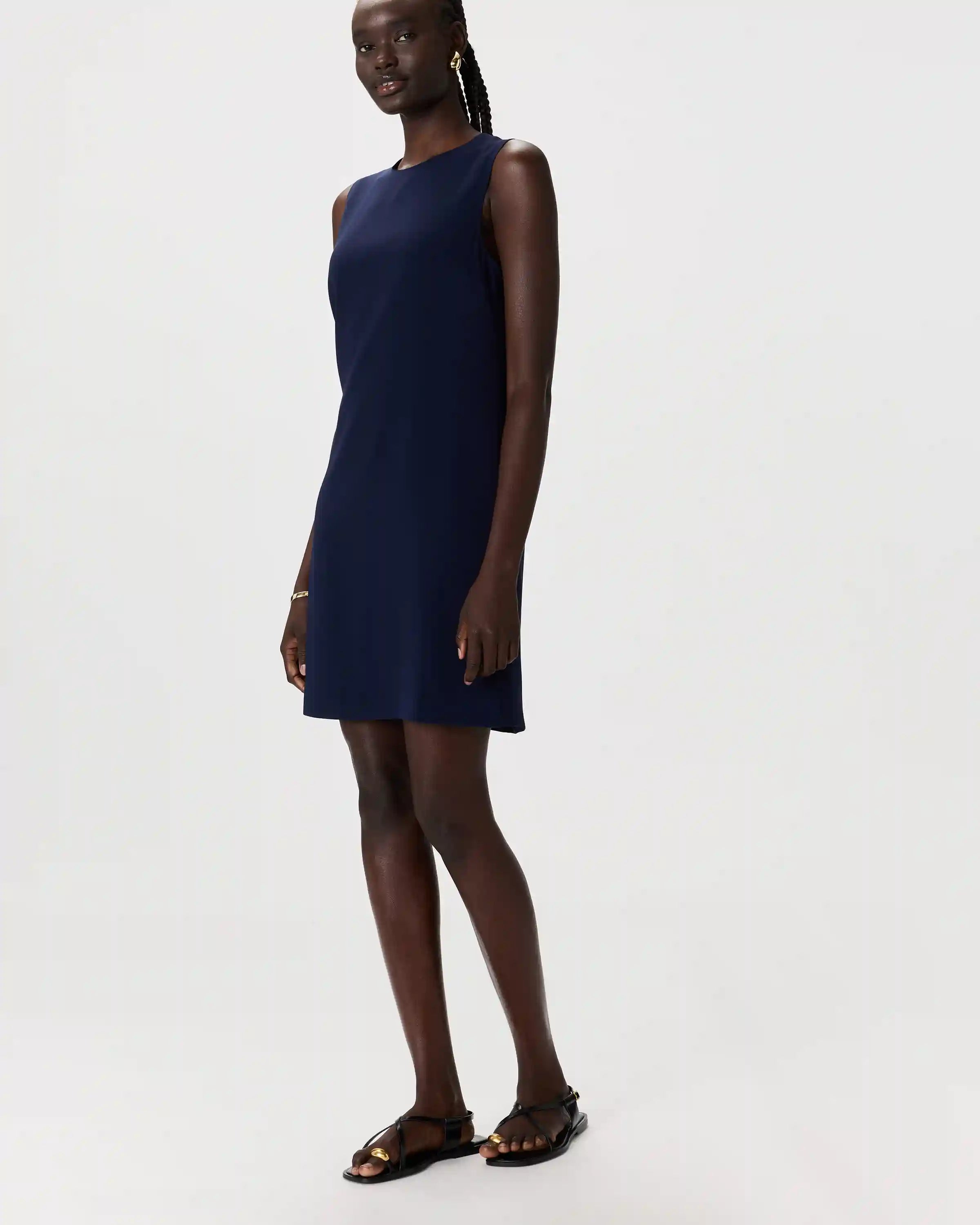 Fluid Crepe Sleeveless Shift Dress