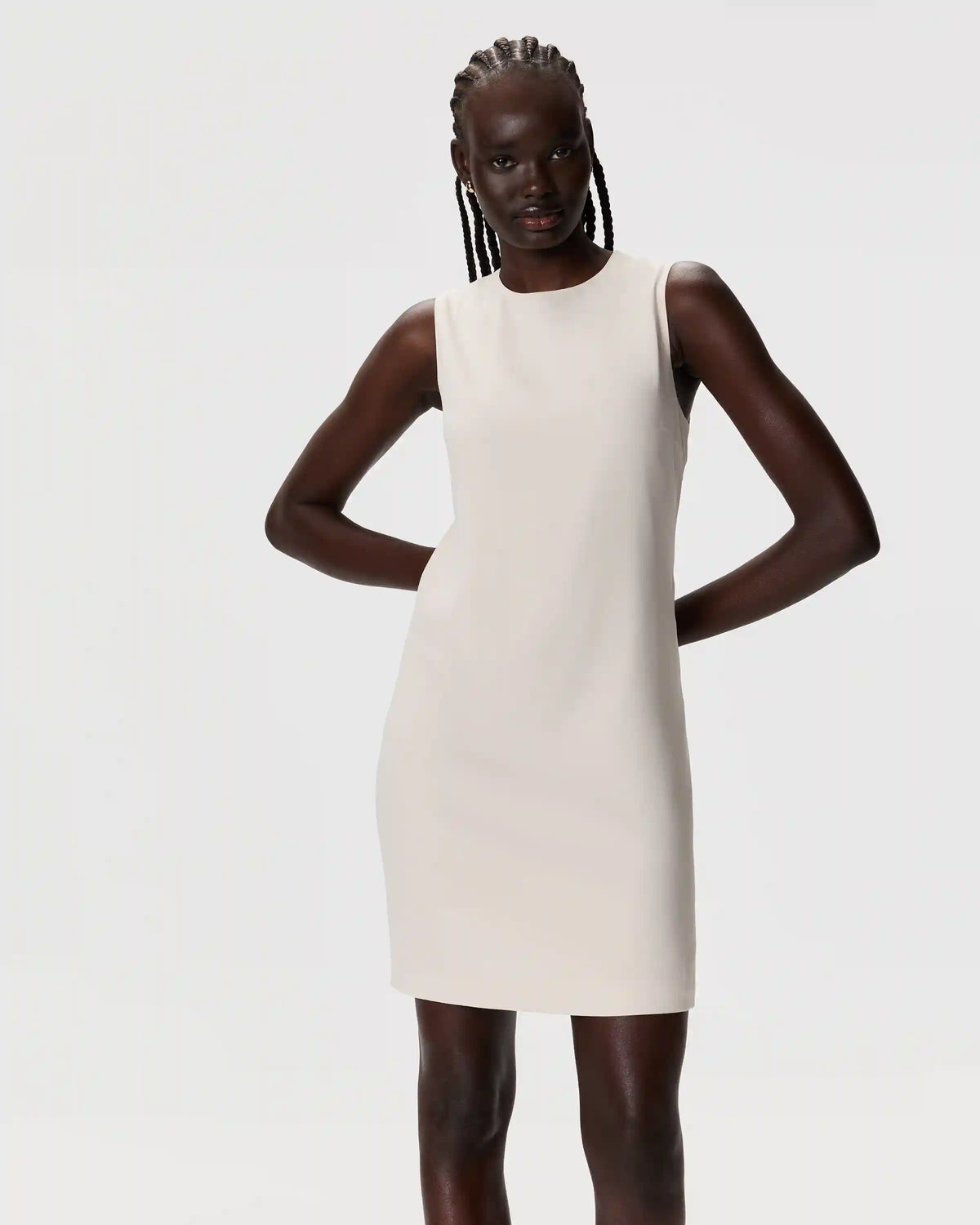 Fluid Crepe Sleeveless Shift Dress