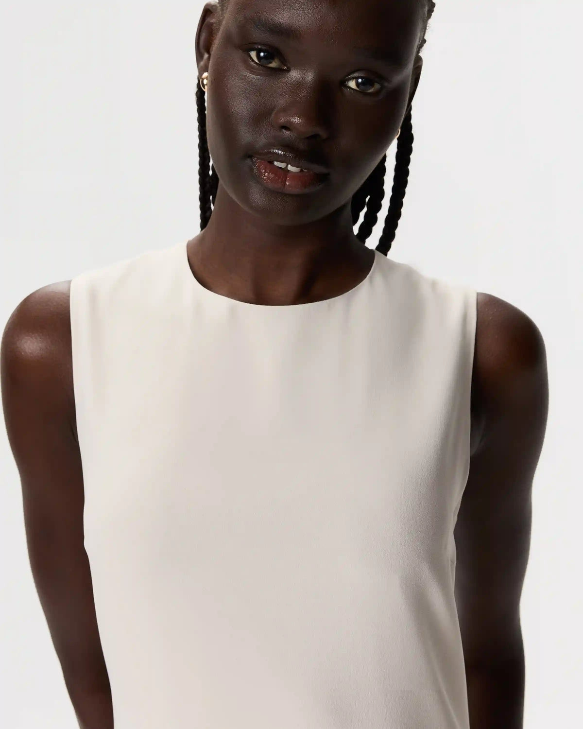 Fluid Crepe Sleeveless Shift Dress