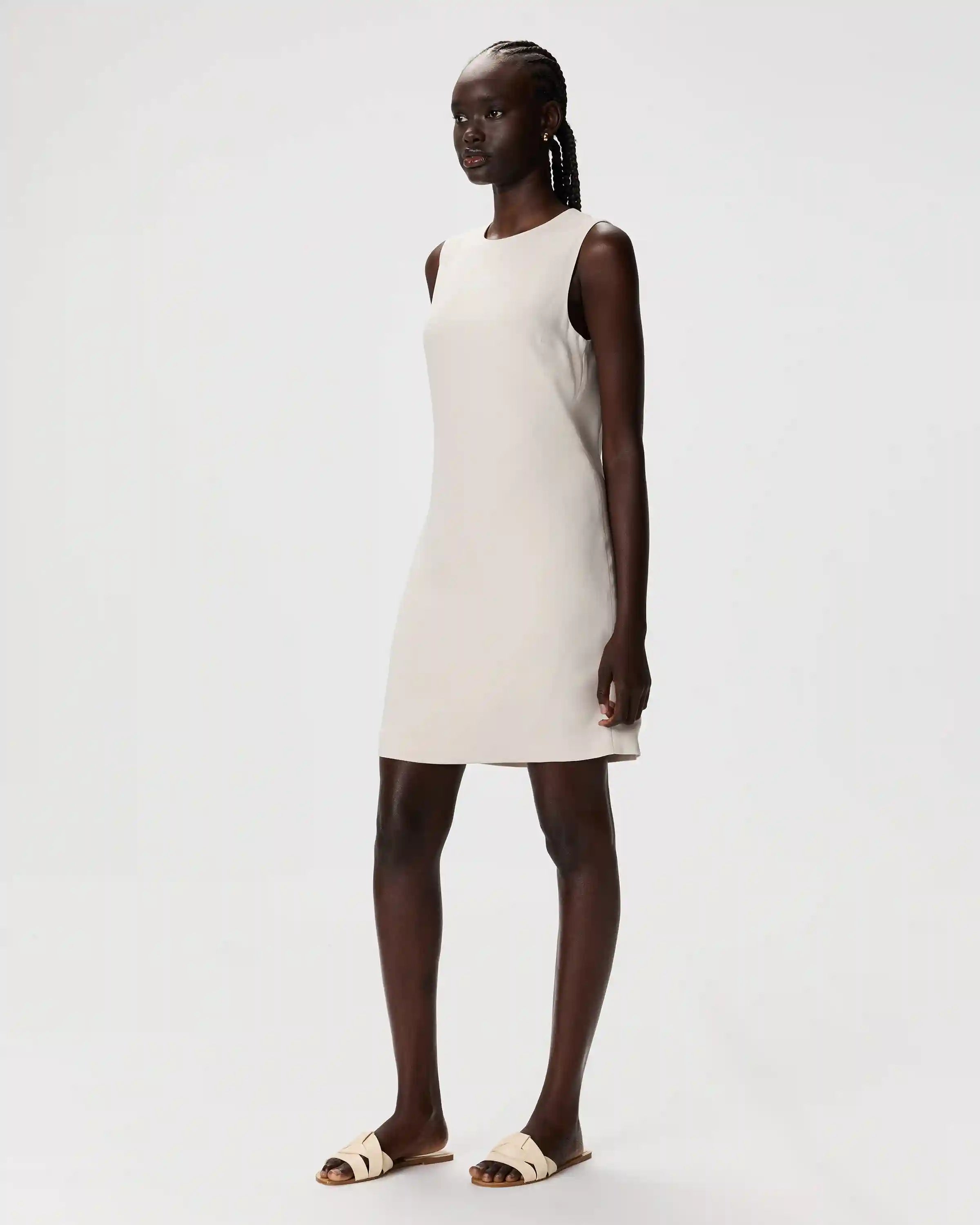 Fluid Crepe Sleeveless Shift Dress