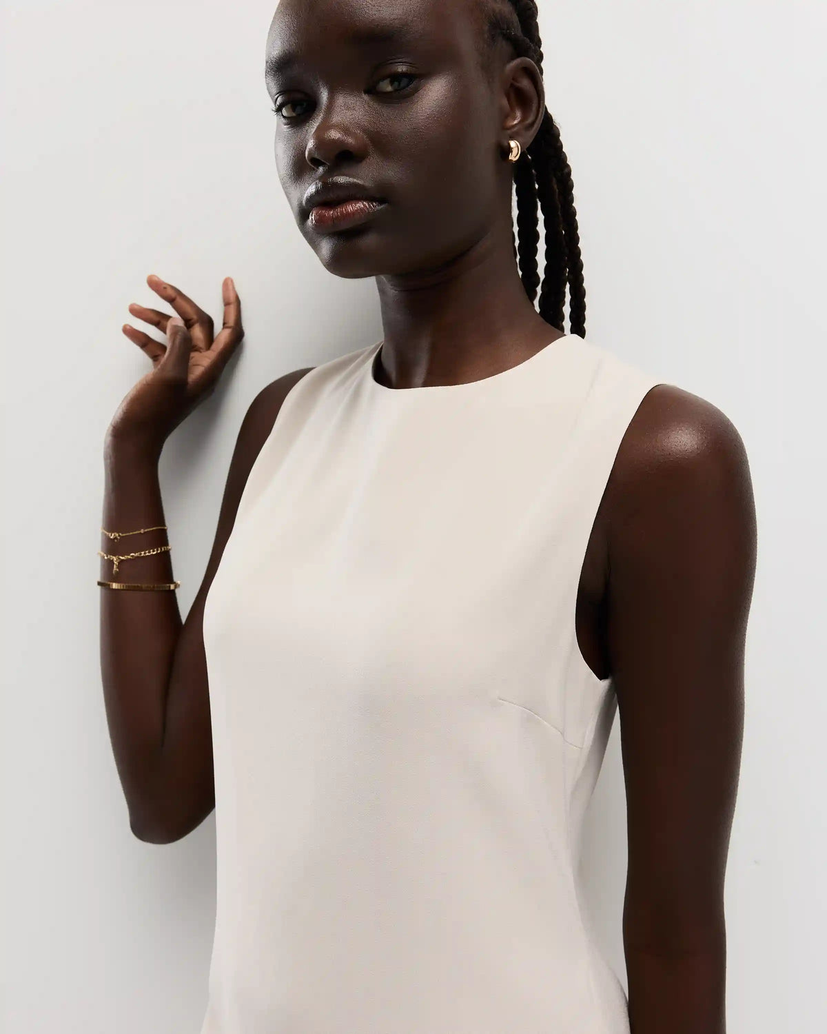Fluid Crepe Sleeveless Shift Dress