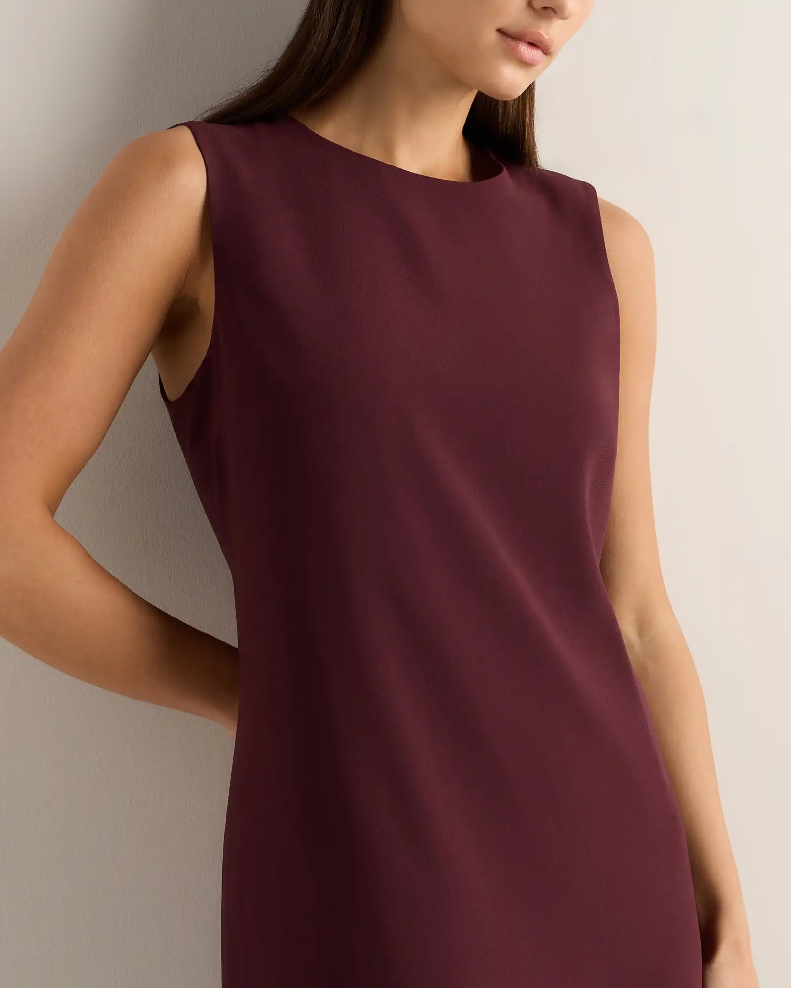 Fluid Crepe Sleeveless Shift Dress