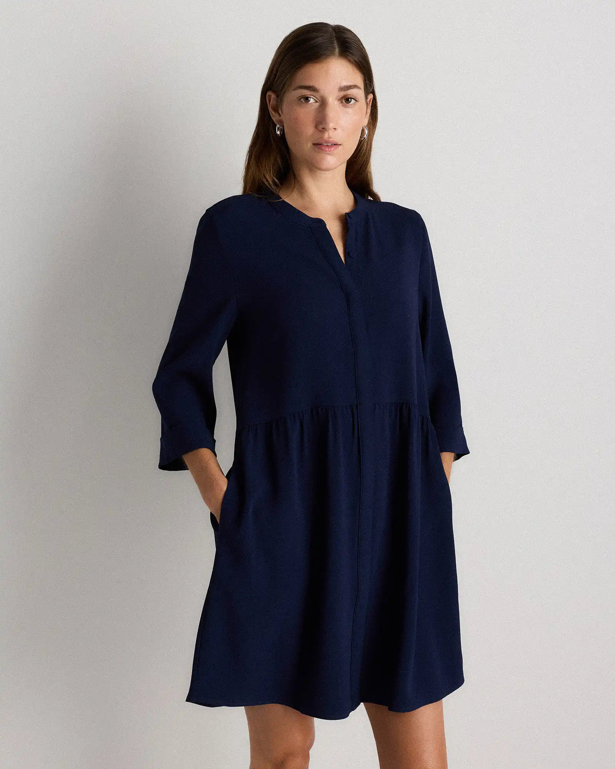 Fluid Crepe Shirt Dress