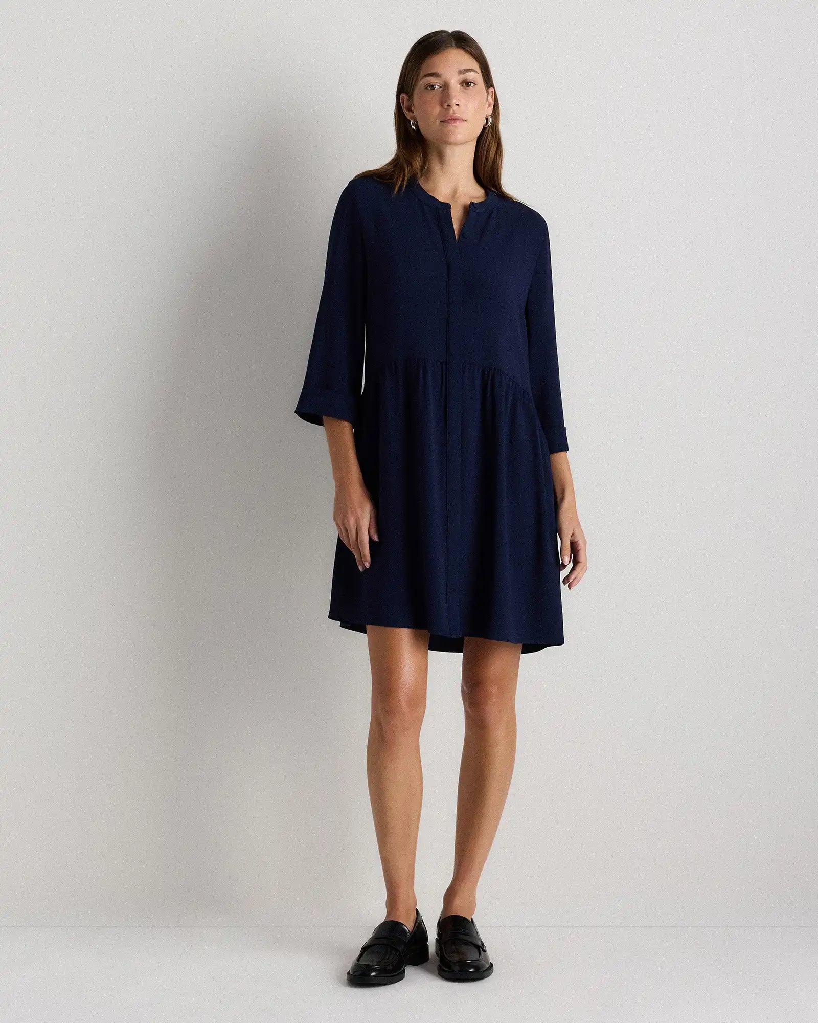 Fluid Crepe Shirt Dress