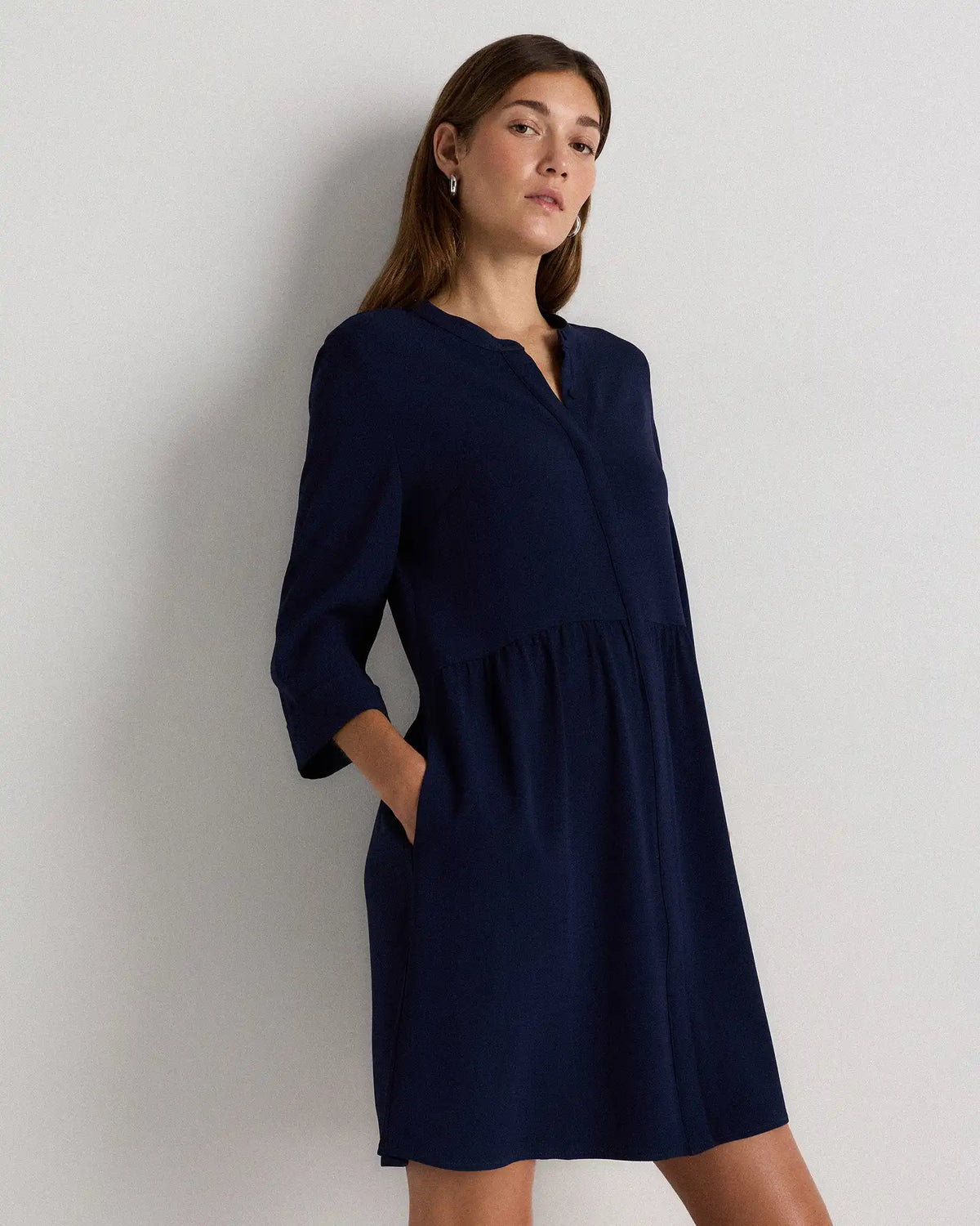 Fluid Crepe Shirt Dress