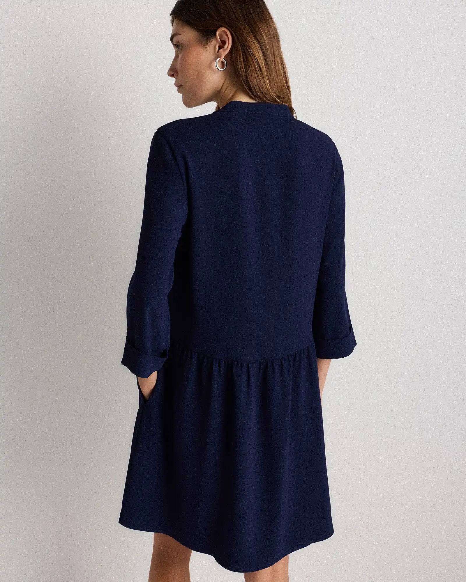 Fluid Crepe Shirt Dress