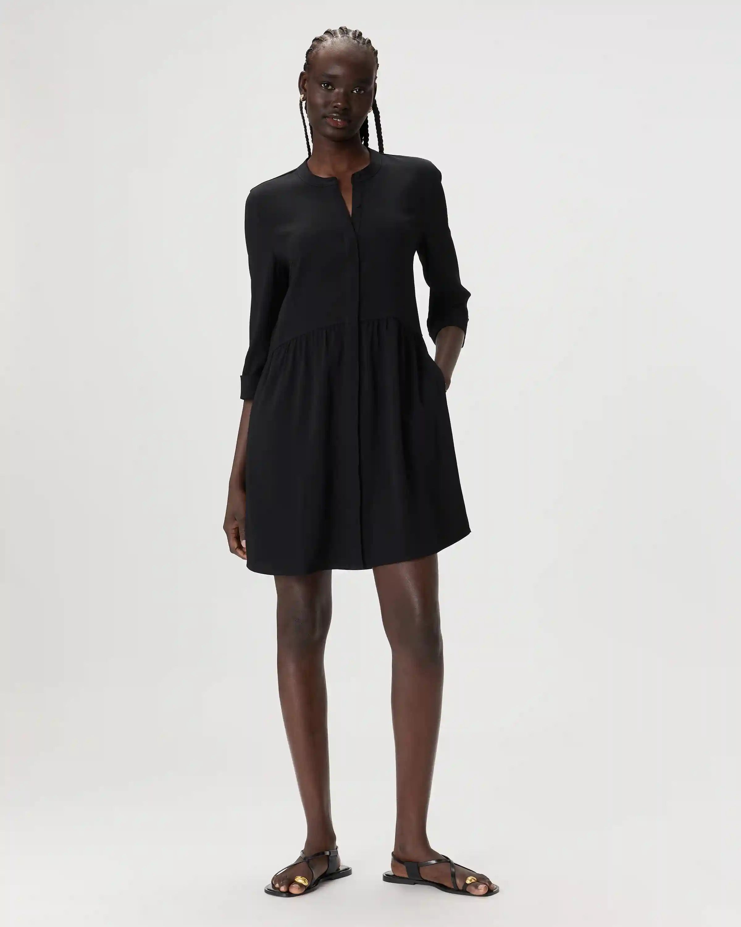 Fluid Crepe Shirt Dress