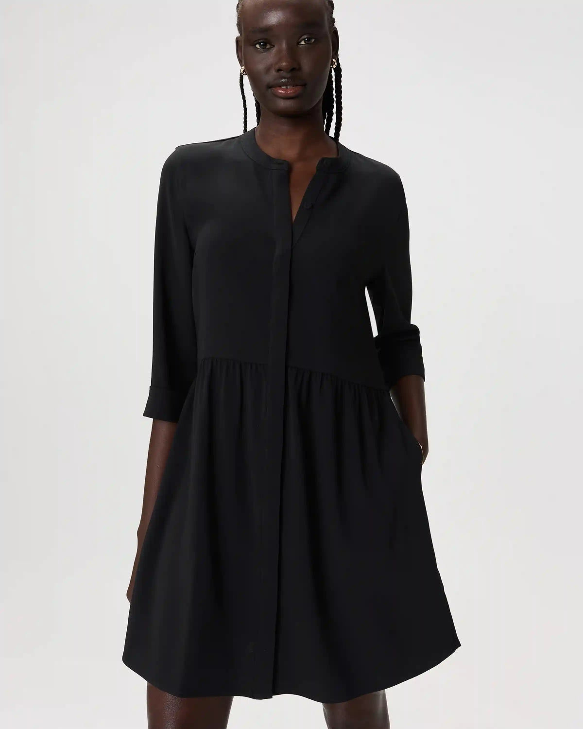 Fluid Crepe Shirt Dress