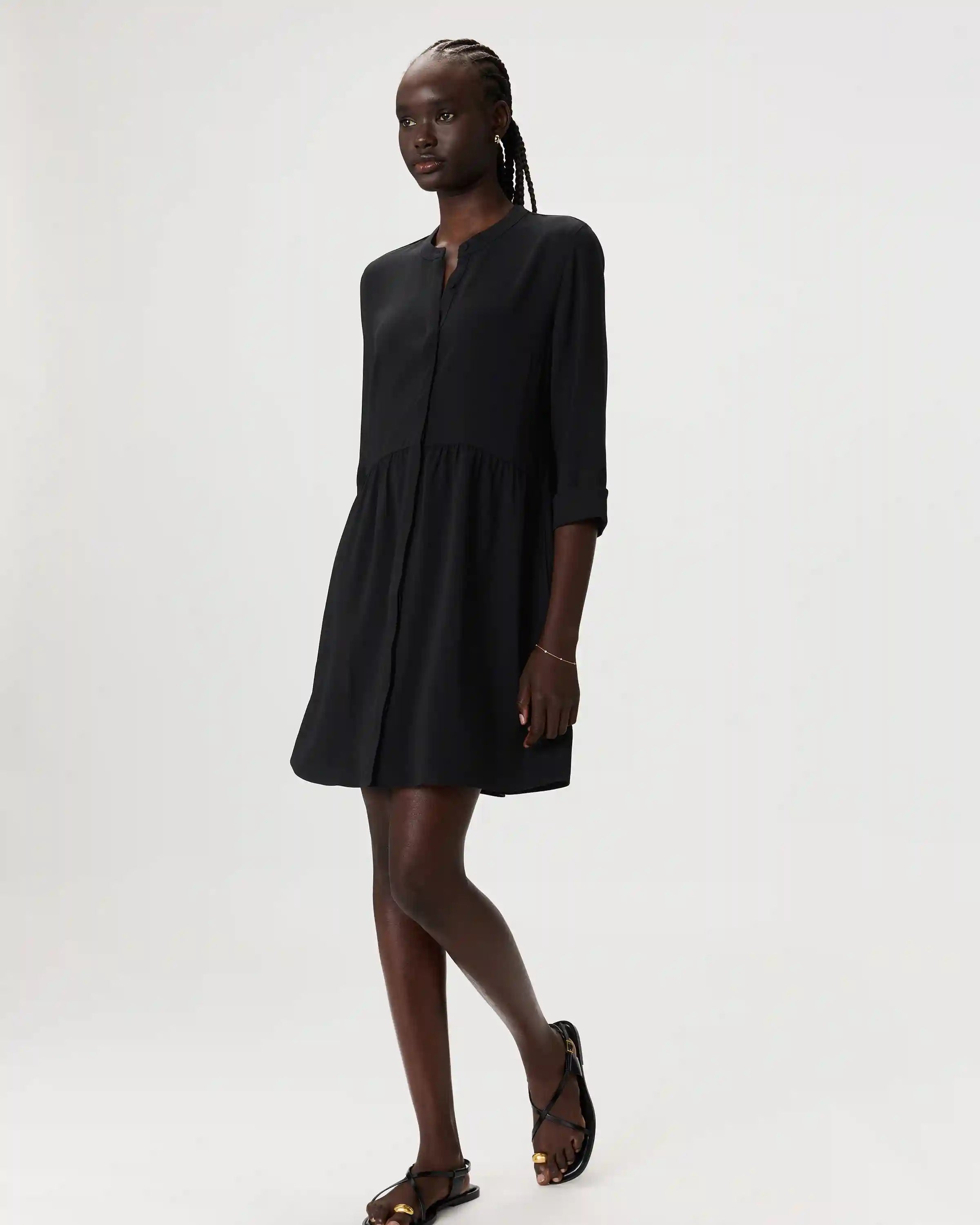 Fluid Crepe Shirt Dress