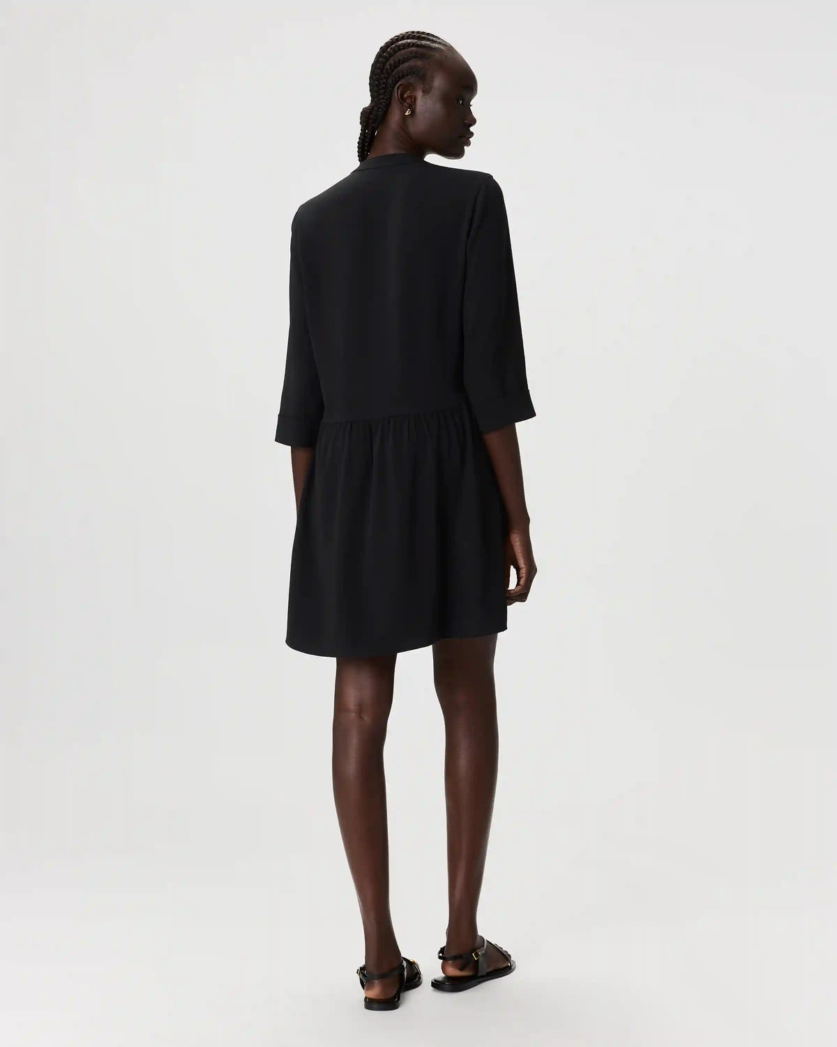 Fluid Crepe Shirt Dress