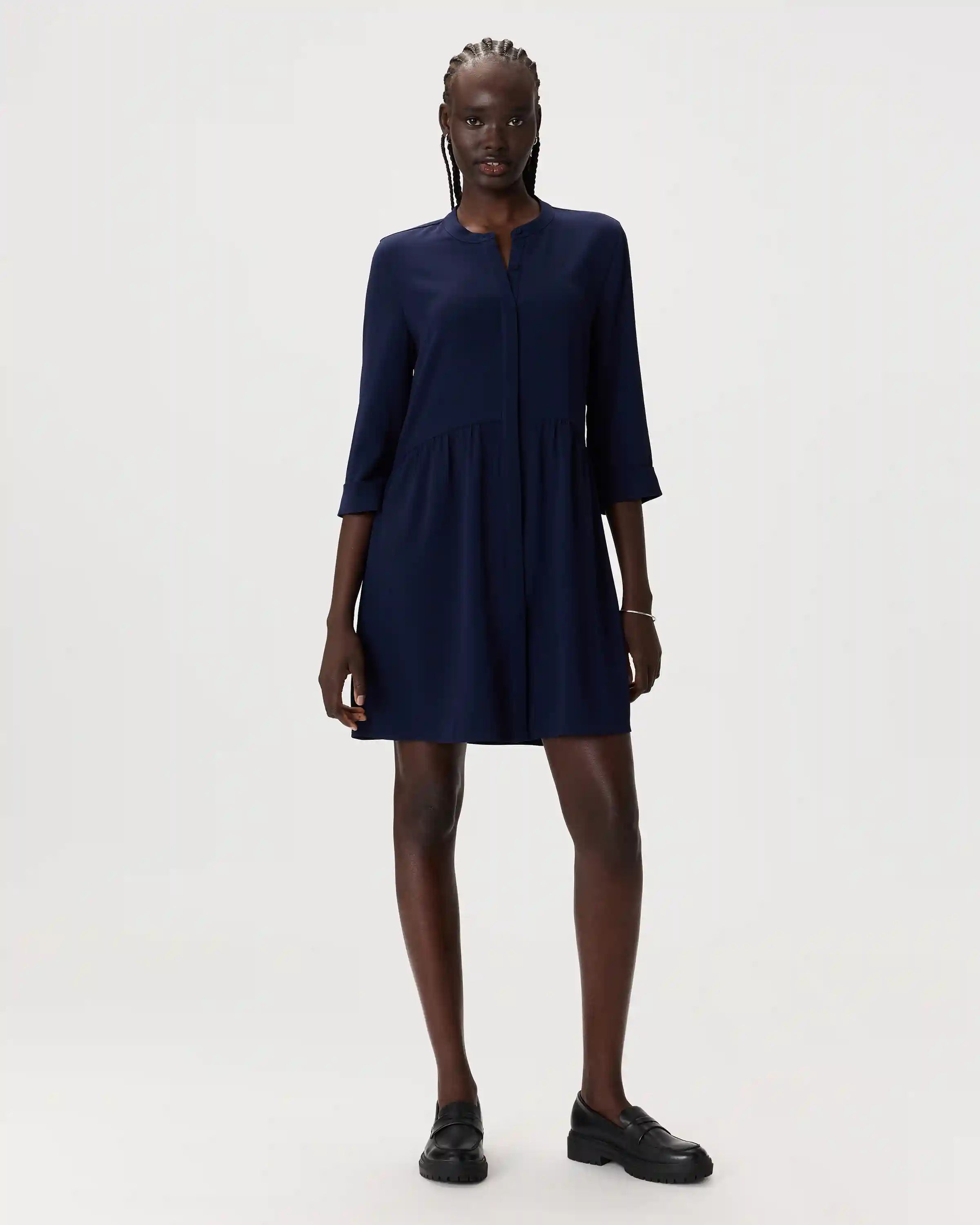 Fluid Crepe Shirt Dress