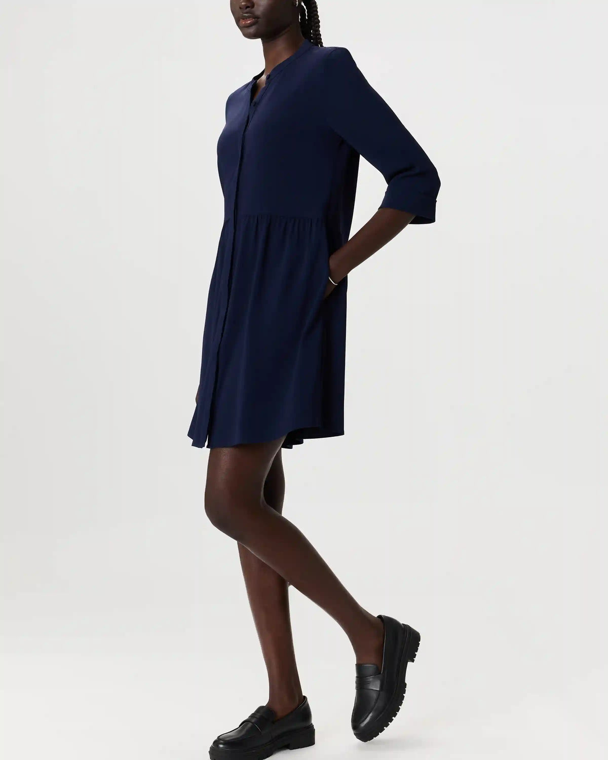 Fluid Crepe Shirt Dress