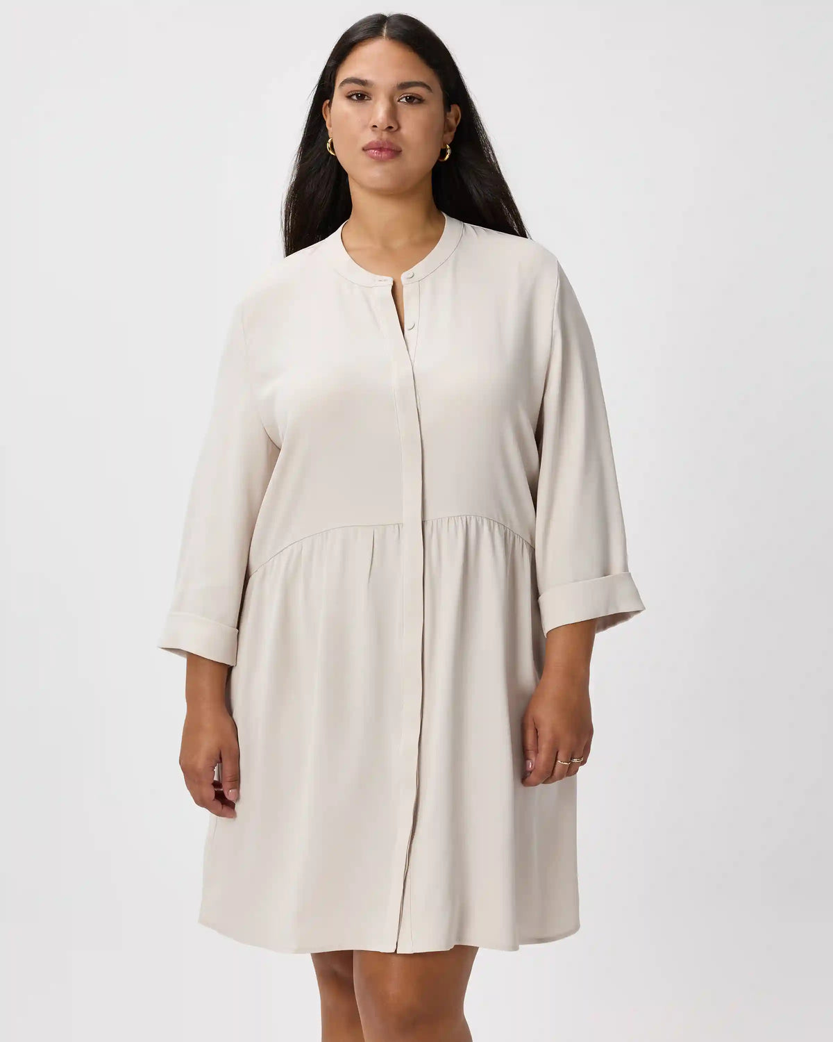 Fluid Crepe Shirt Dress