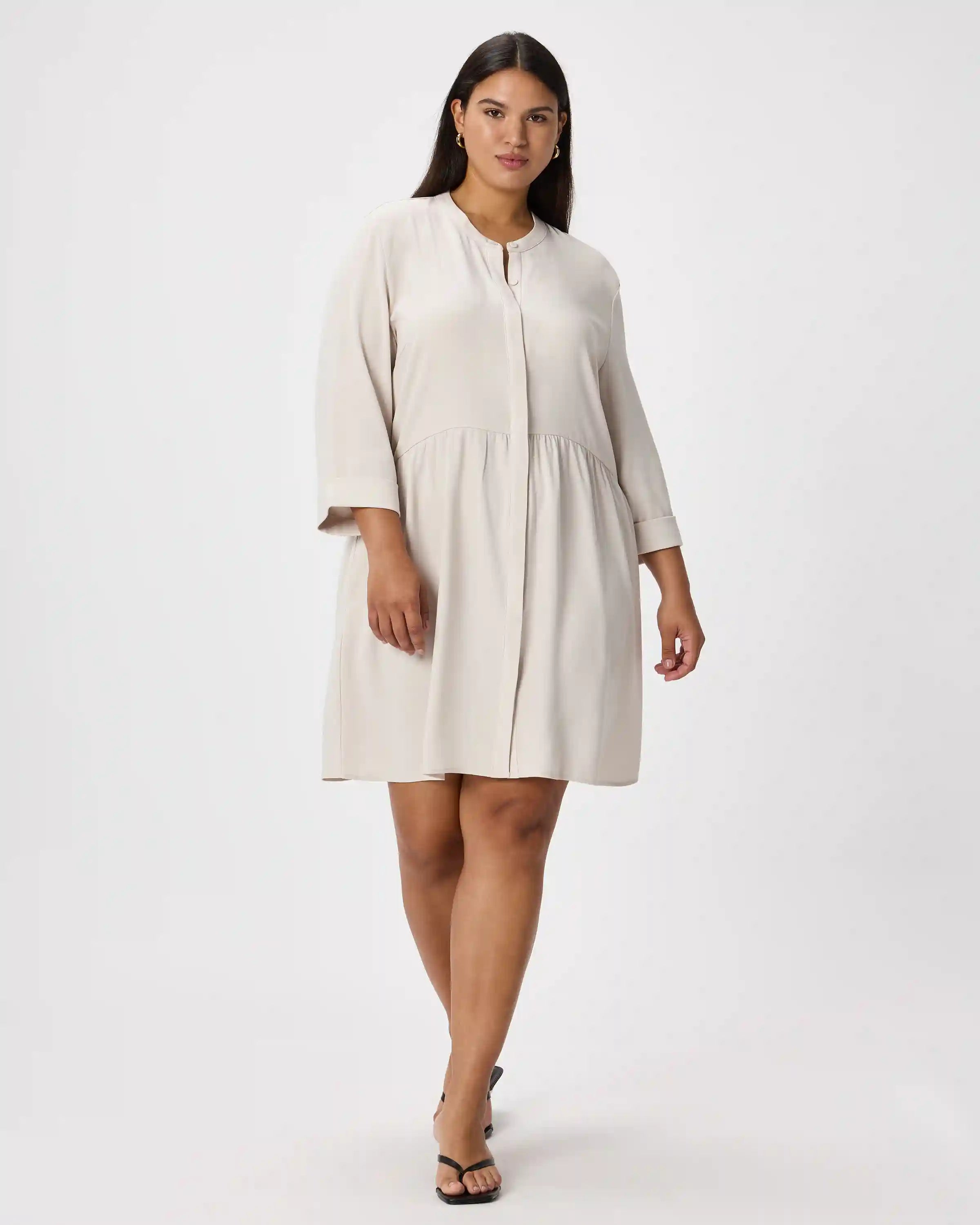 Fluid Crepe Shirt Dress