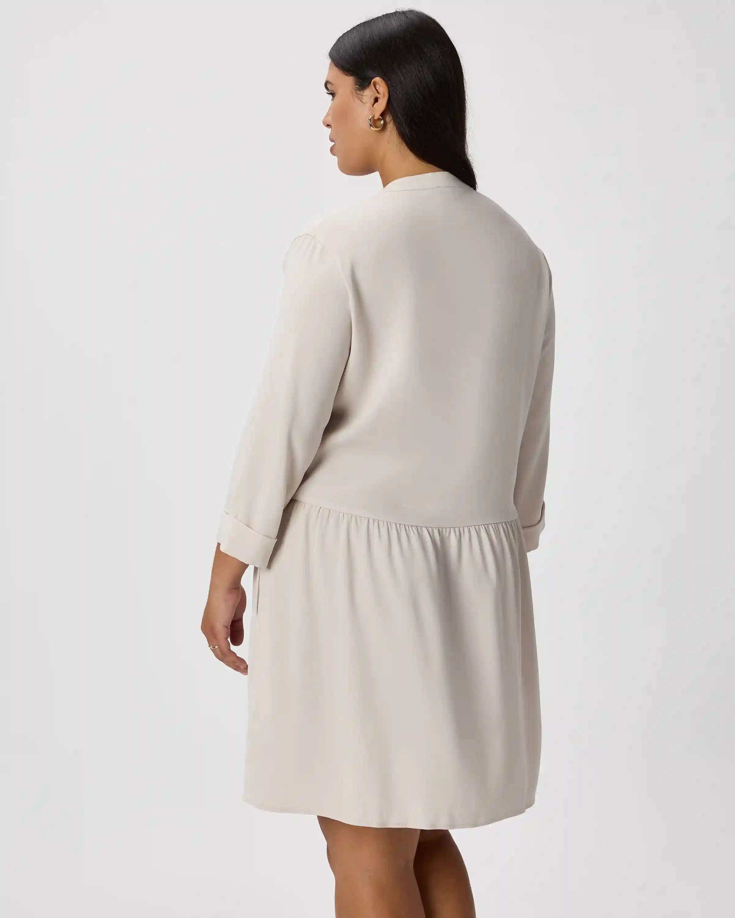 Fluid Crepe Shirt Dress