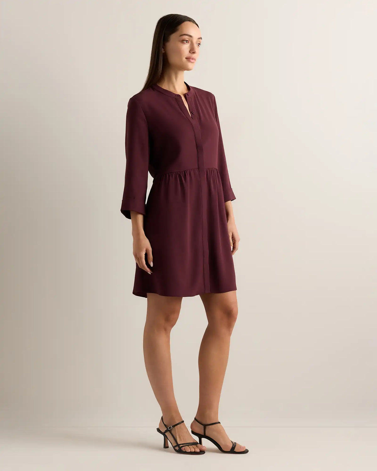 Fluid Crepe Shirt Dress
