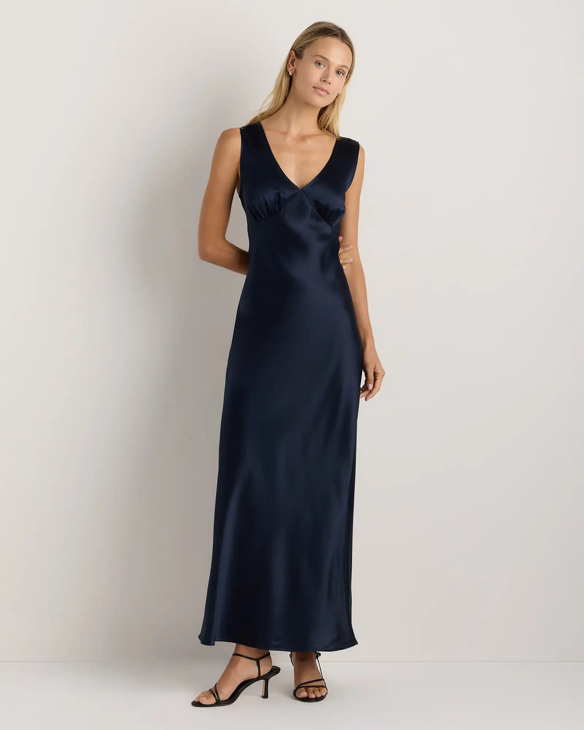 100% Washable Silk V-Neck Maxi Dress