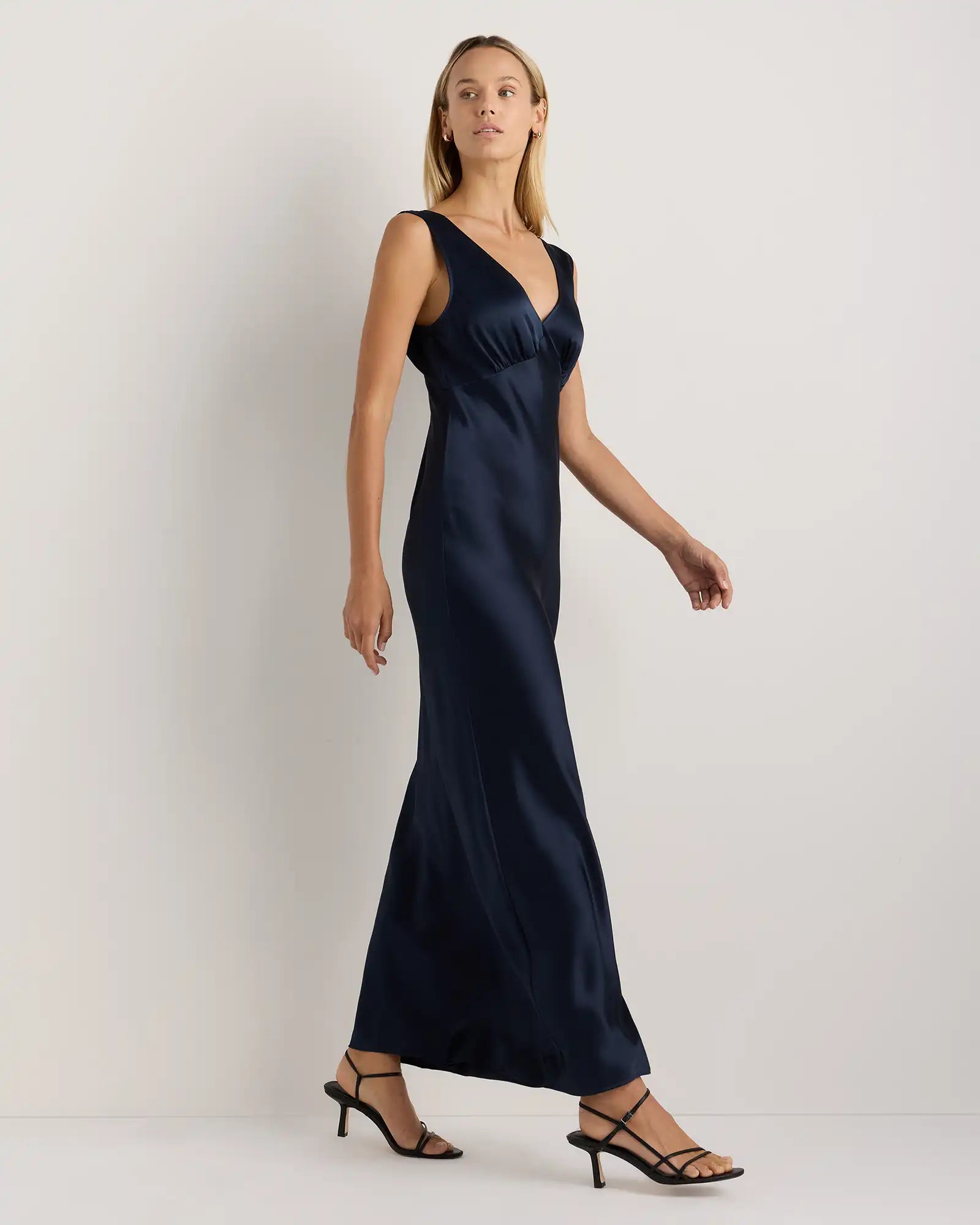 100% Washable Silk V-Neck Maxi Dress
