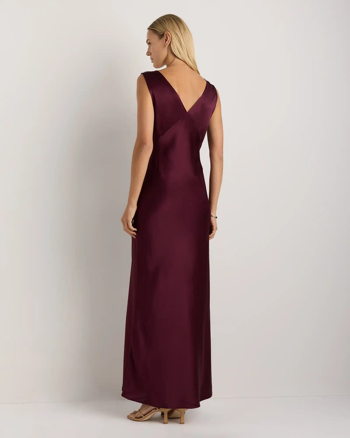 100% Washable Silk V-Neck Maxi Dress