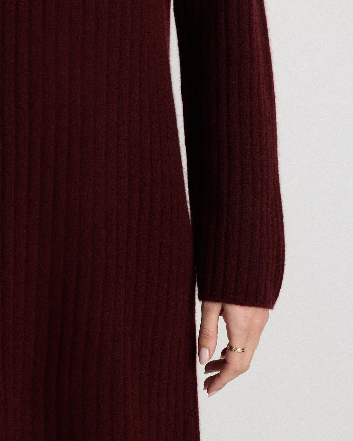 Mongolian Cashmere Ribbed Turtleneck Mini Dress