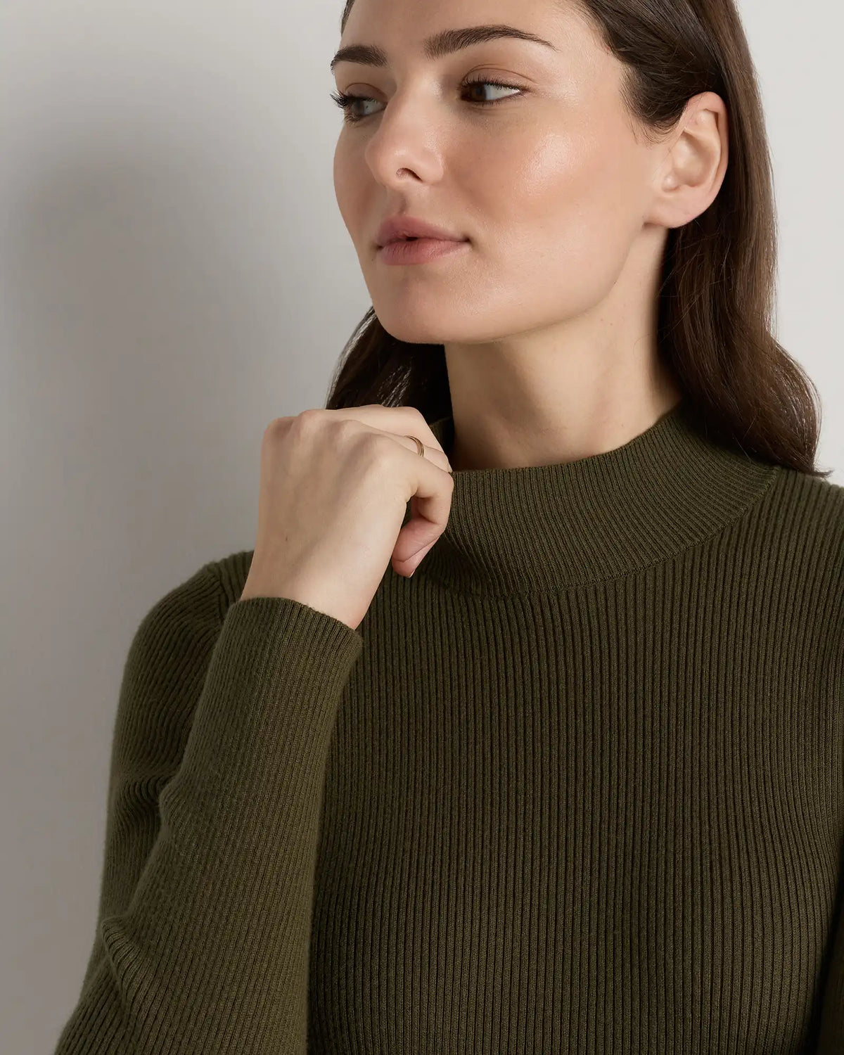 Cotton Cashmere Side Slit Midi Dress