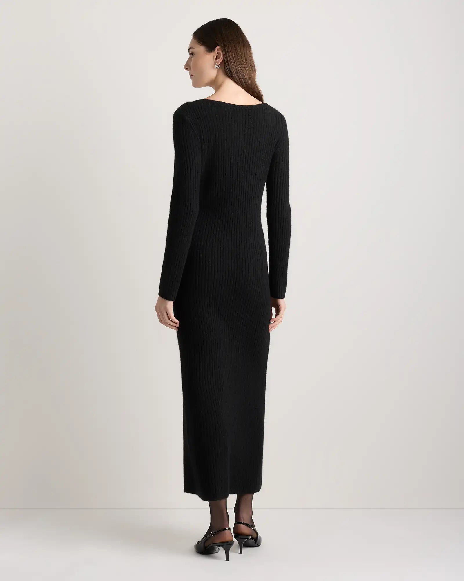 100% Yak Wool Ribbed Cardigan Sweater Dress